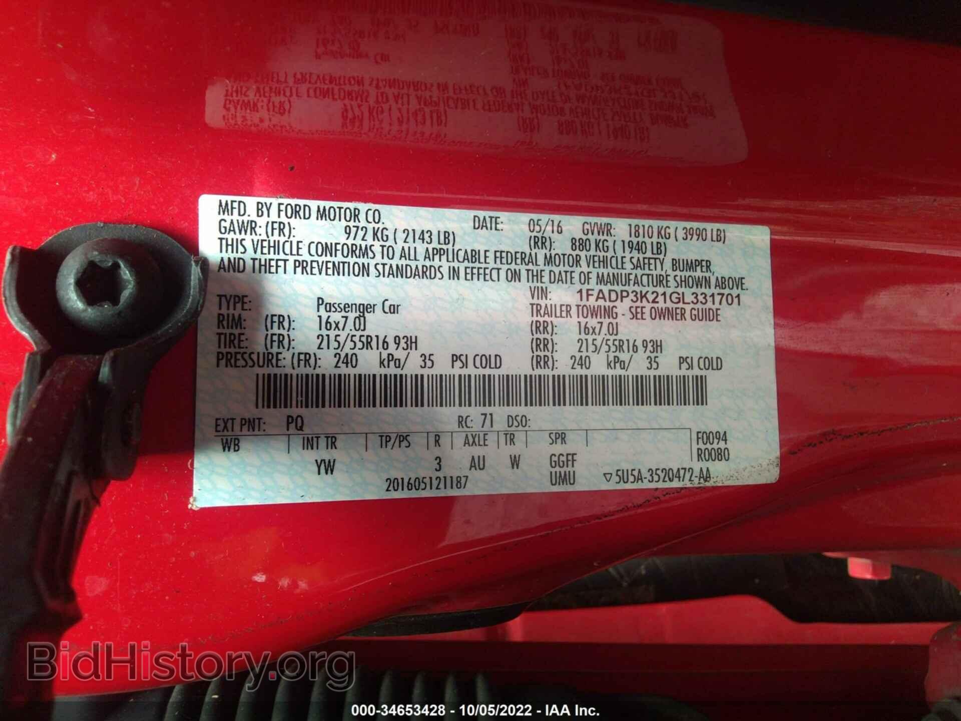 2016 FORD FOCUS - VIN: 1FADP3K21GL331701 - Фото 9
