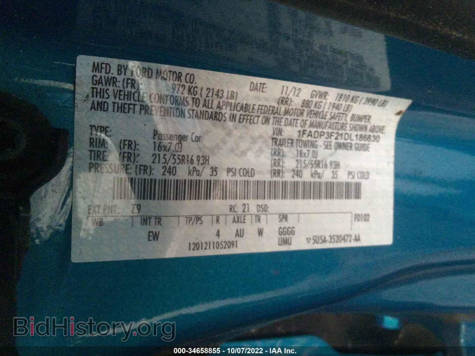 2013 FORD FOCUS - VIN: 1FADP3F21DL186830 - Photo 9