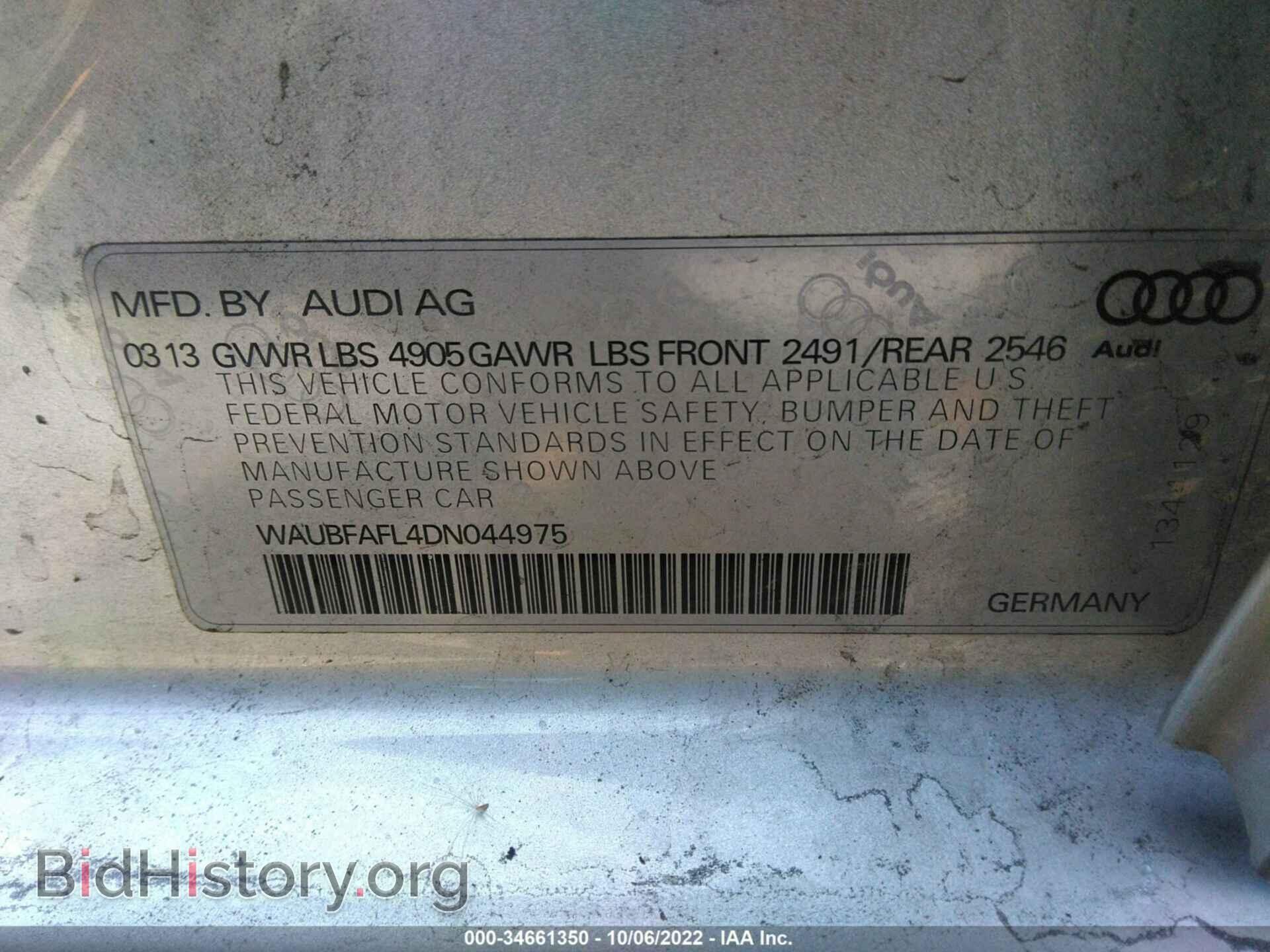 2013 AUDI A4 - VIN: WAUBFAFL4DN044975 - Фото 9