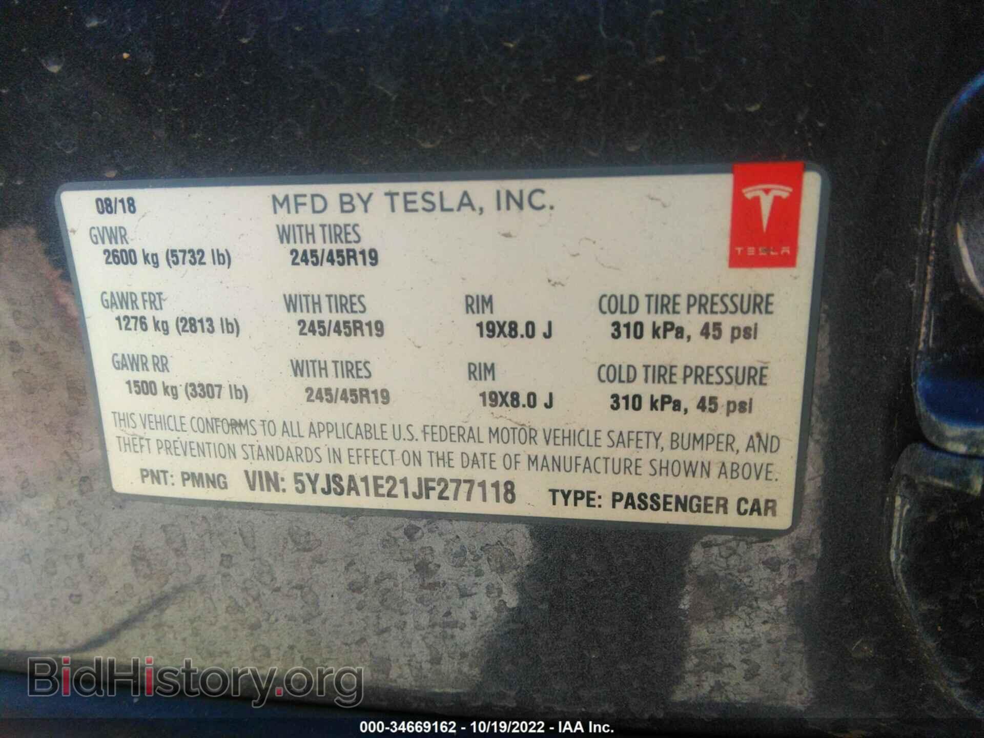 2018 TESLA MODEL S - VIN: 5YJSA1E21JF277118 - Photo 9