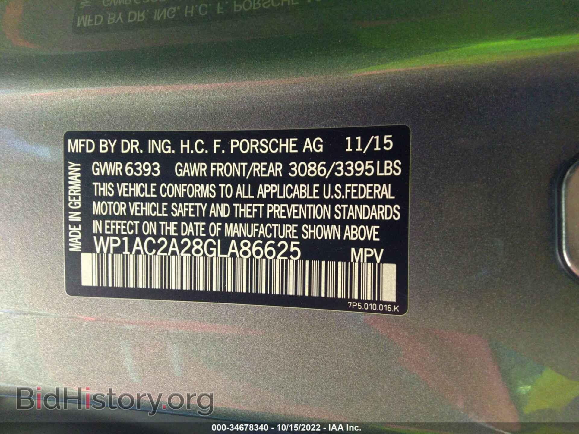 2016 PORSCHE CAYENNE - VIN: WP1AC2A28GLA86625 - Фото 9