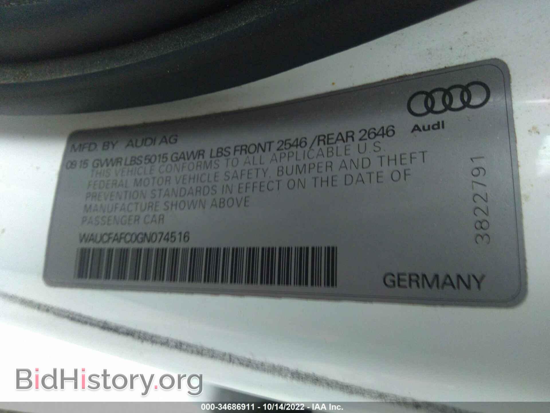 2016 AUDI A6 - VIN: WAUCFAFC0GN074516 - Фото 9