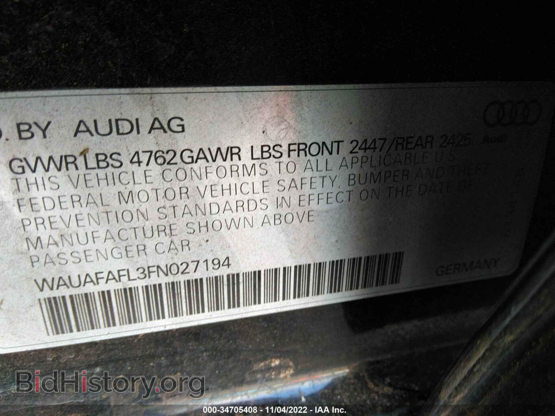 2015 AUDI A4 - VIN: WAUAFAFL3FN027194 - Фото 9