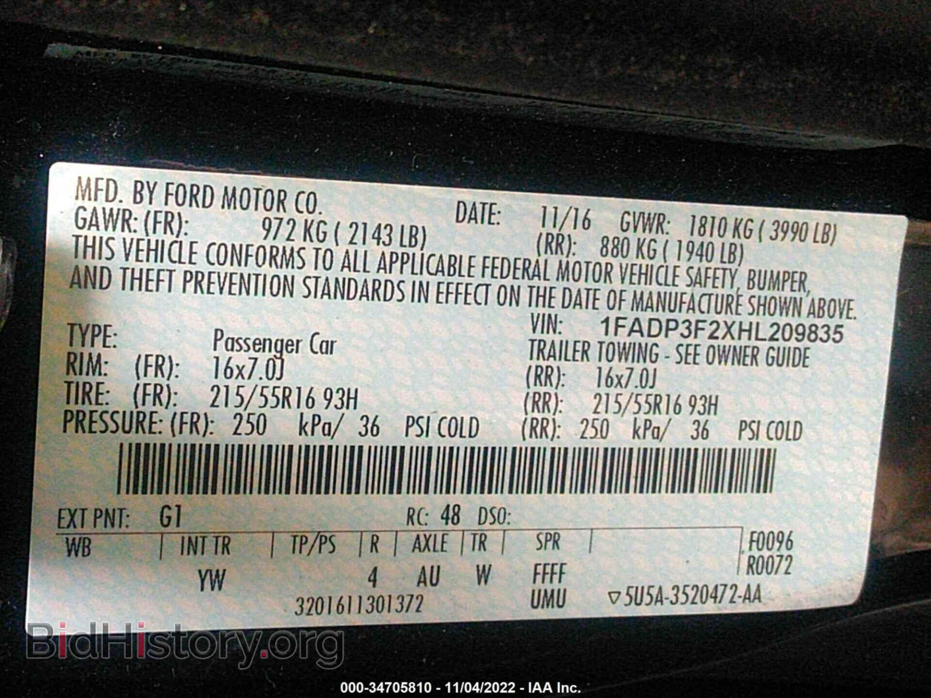 2017 FORD FOCUS - VIN: 1FADP3F2XHL209835 - Фото 9