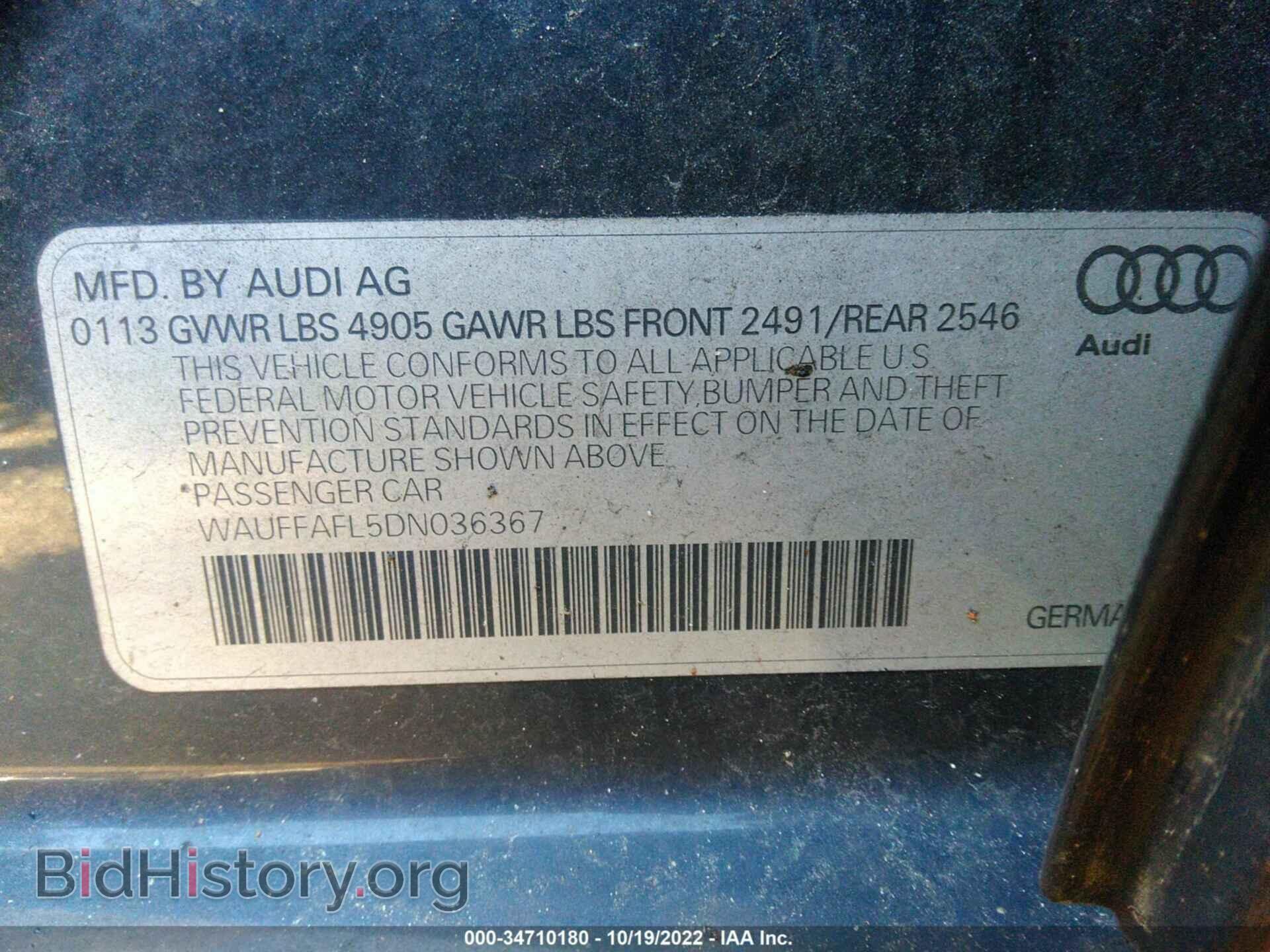 2013 AUDI A4 - VIN: WAUFFAFL5DN036367 - Фото 9