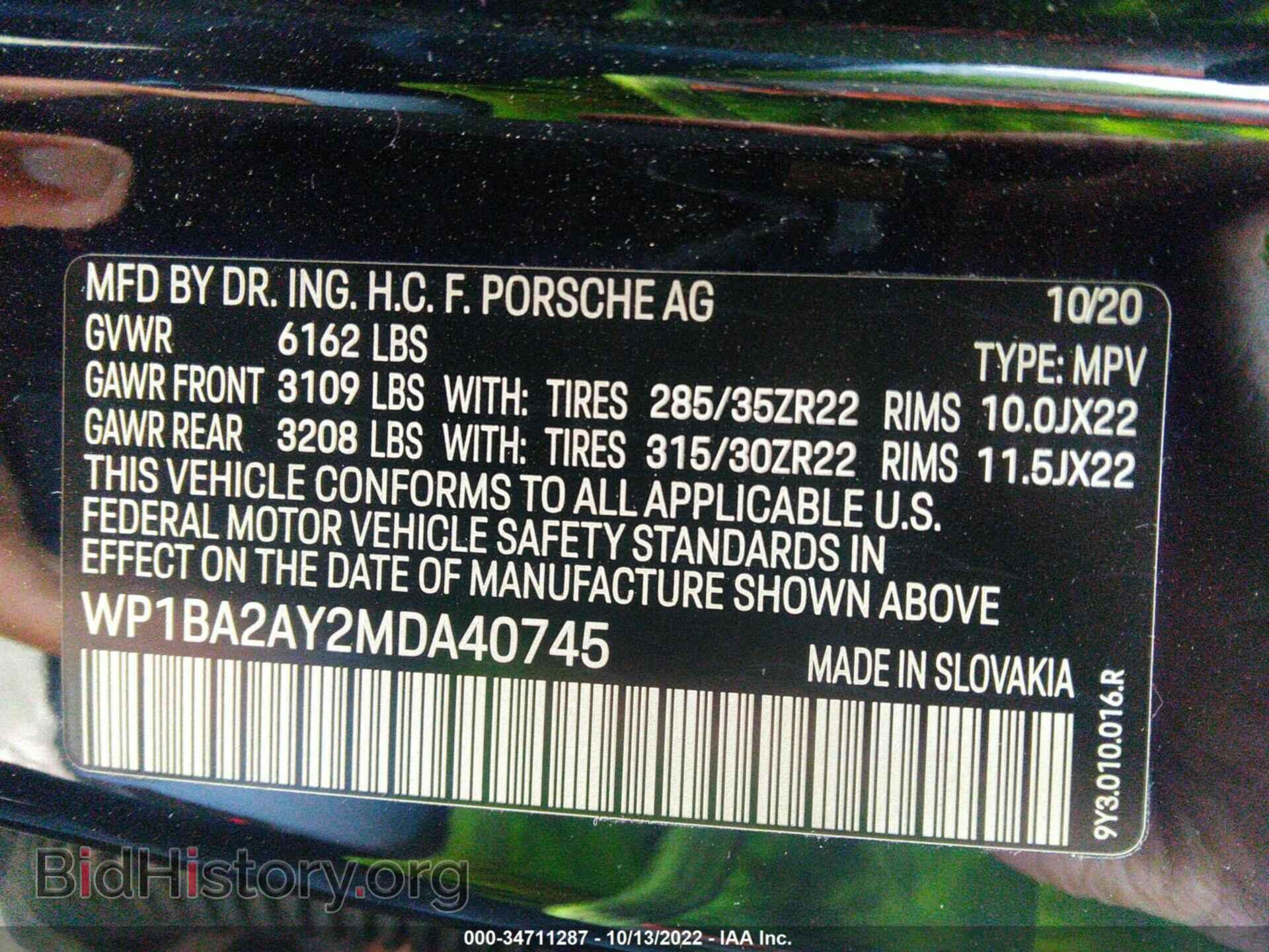 2021 PORSCHE CAYENNE - VIN: WP1BA2AY2MDA40745 - Фото 9