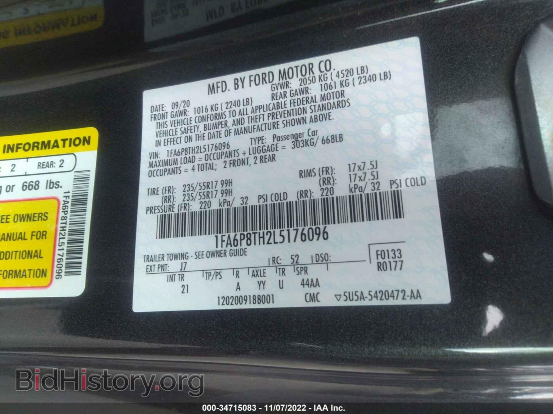 2020 FORD MUSTANG - VIN: 1FA6P8TH2L5176096 - Фото 9