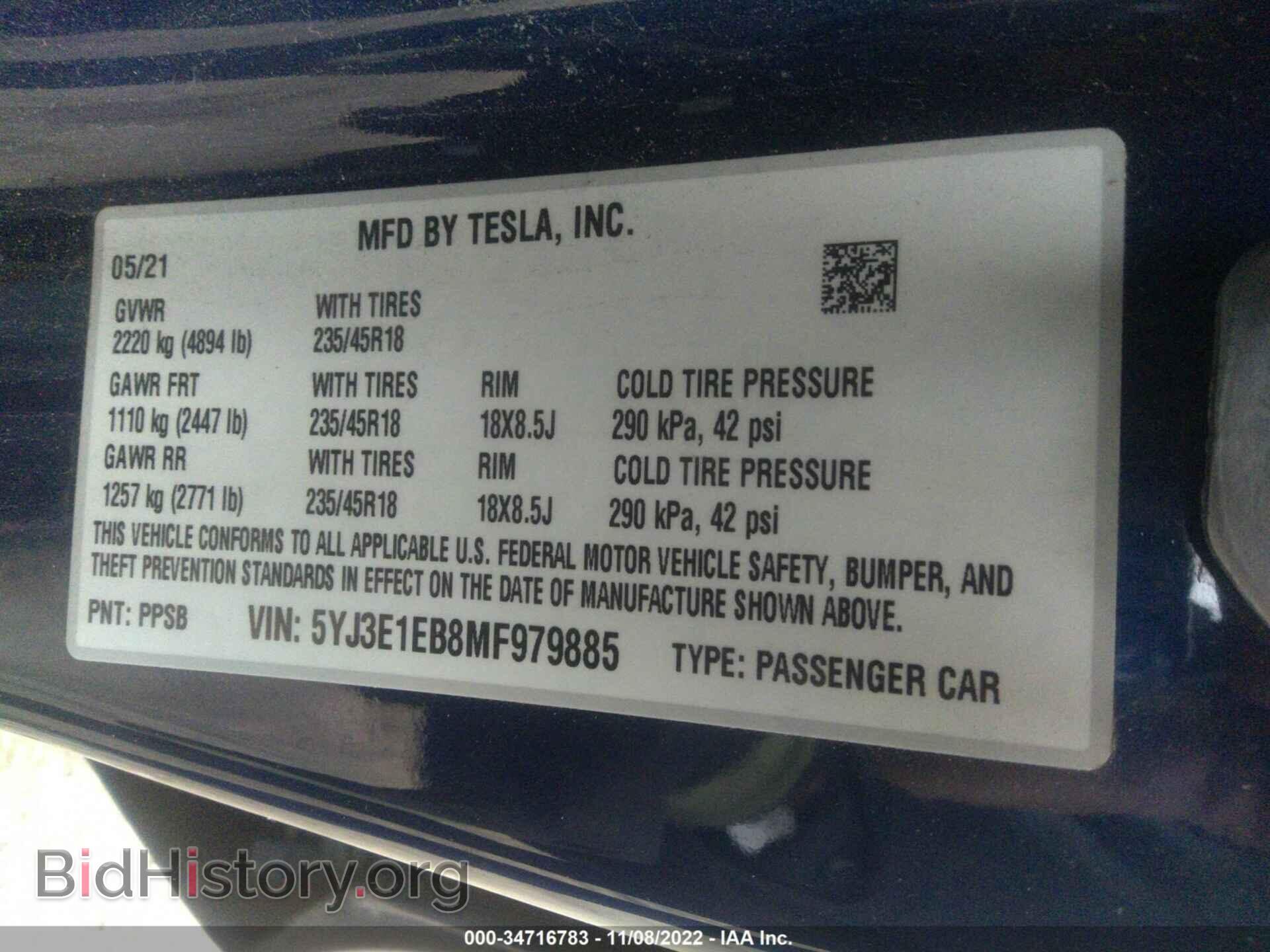 2021 TESLA MODEL 3 - VIN: 5YJ3E1EB8MF979885 - Photo 9