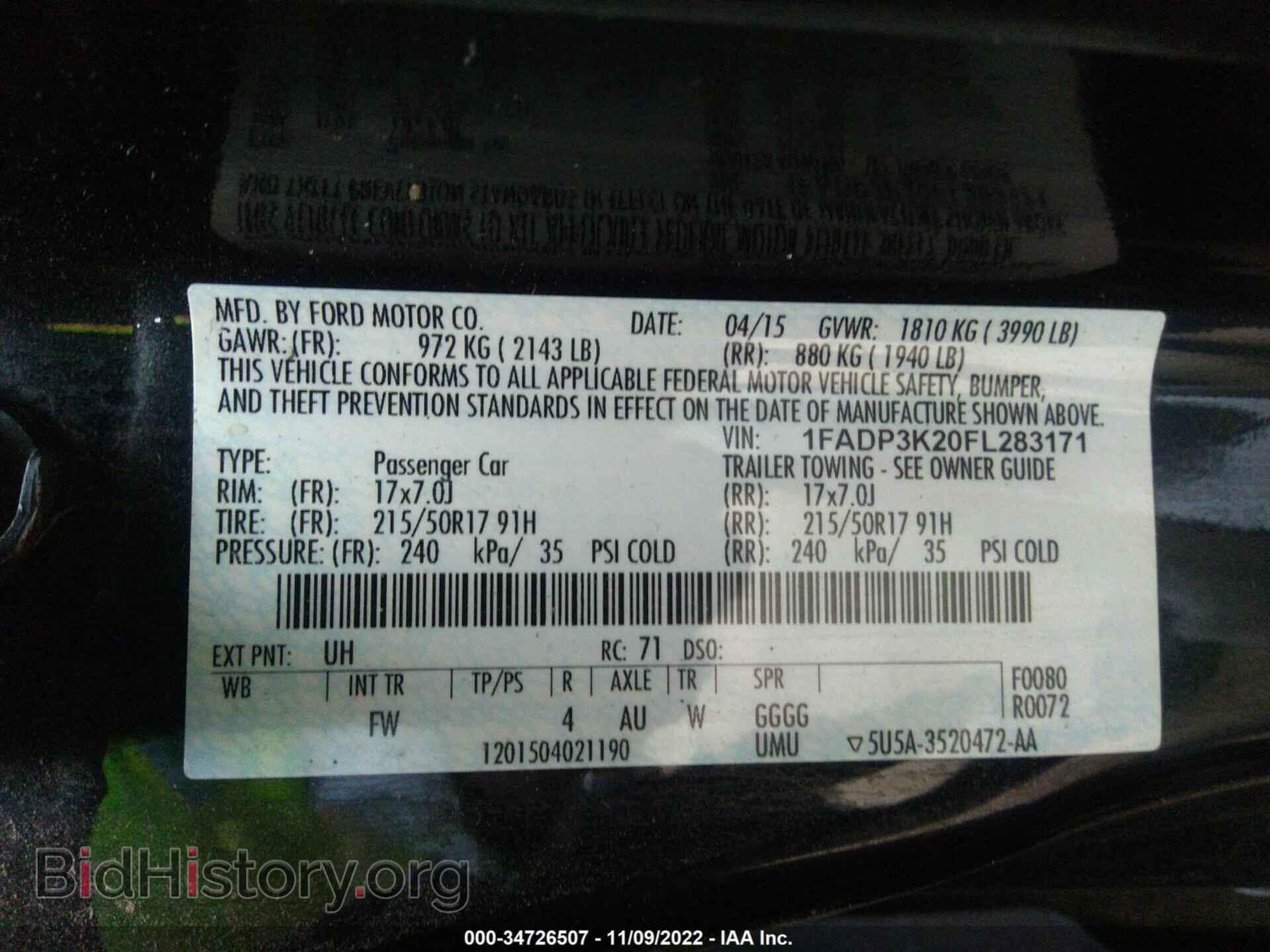 2015 FORD FOCUS - VIN: 1FADP3K20FL283171 - Фото 9
