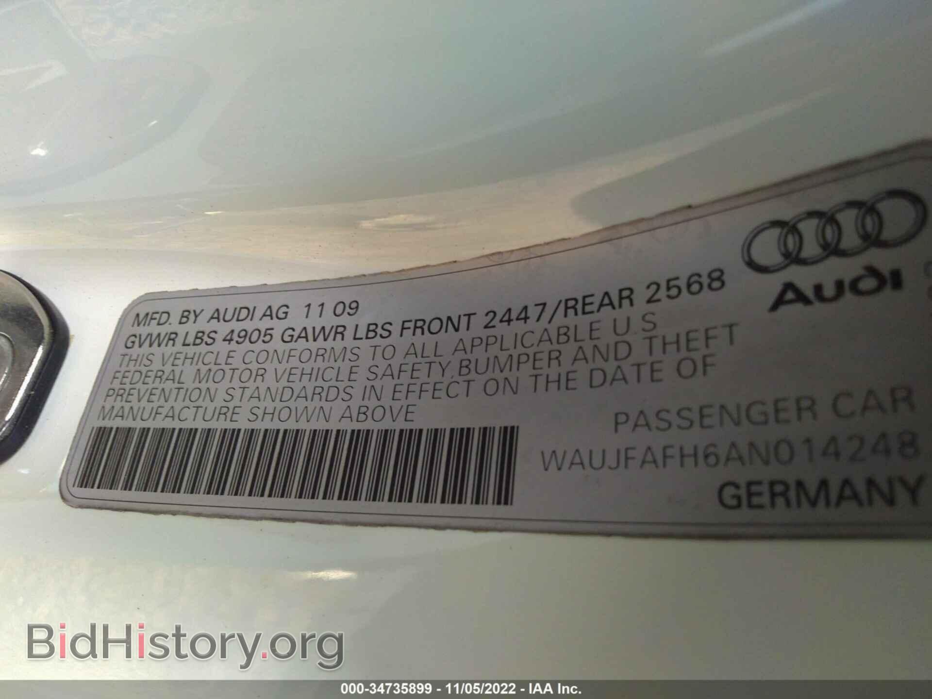 2010 AUDI A5 - VIN: WAUJFAFH6AN014248 - Фото 9