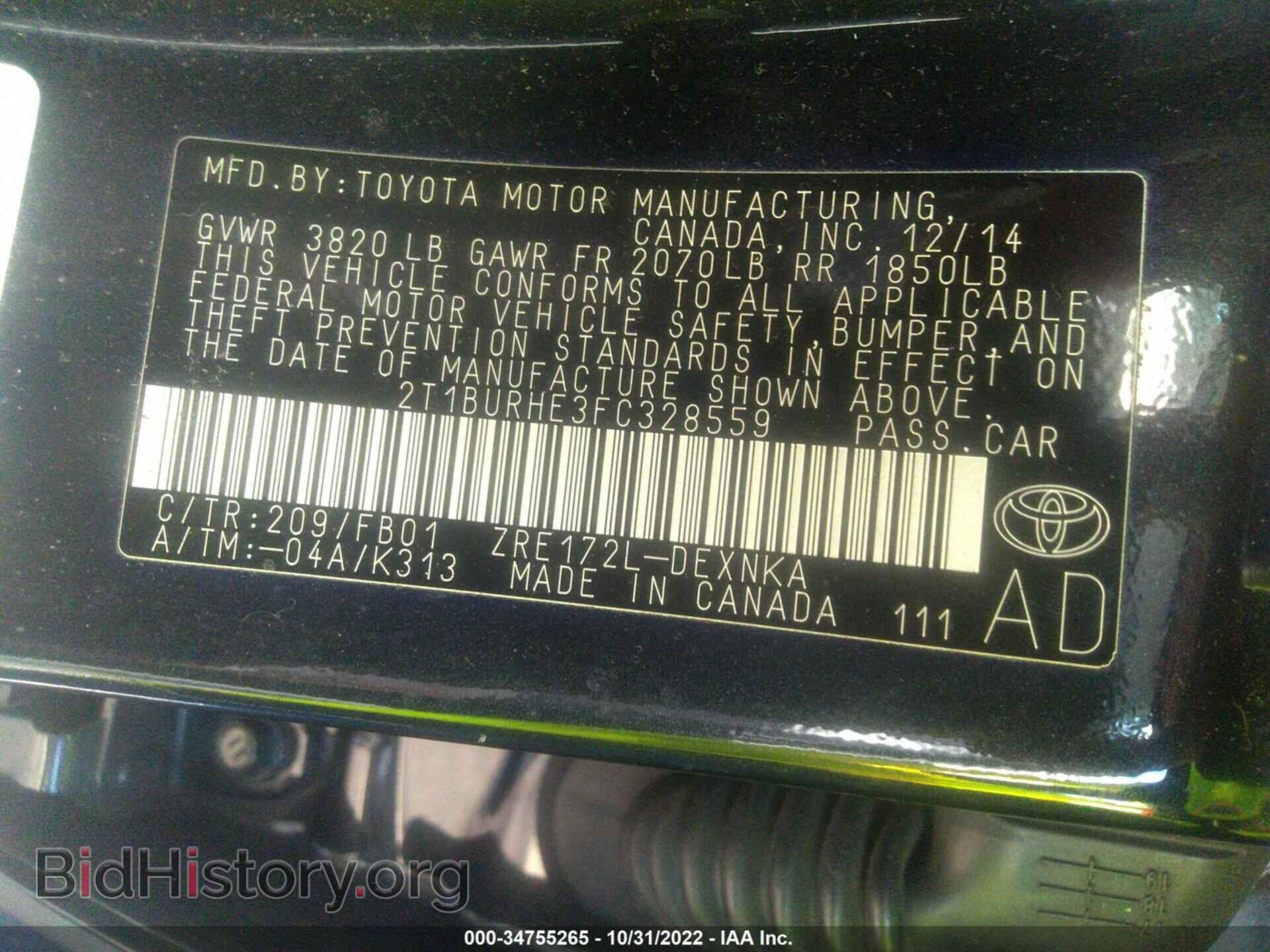 2015 TOYOTA COROLLA - VIN: 2T1BURHE3FC328559 - Фото 9