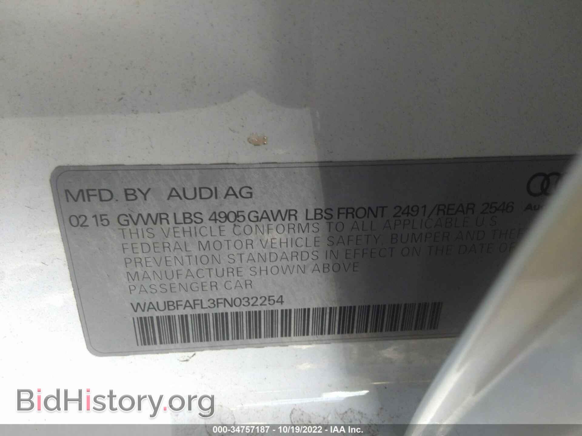 2015 AUDI A4 - VIN: WAUBFAFL3FN032254 - Фото 9