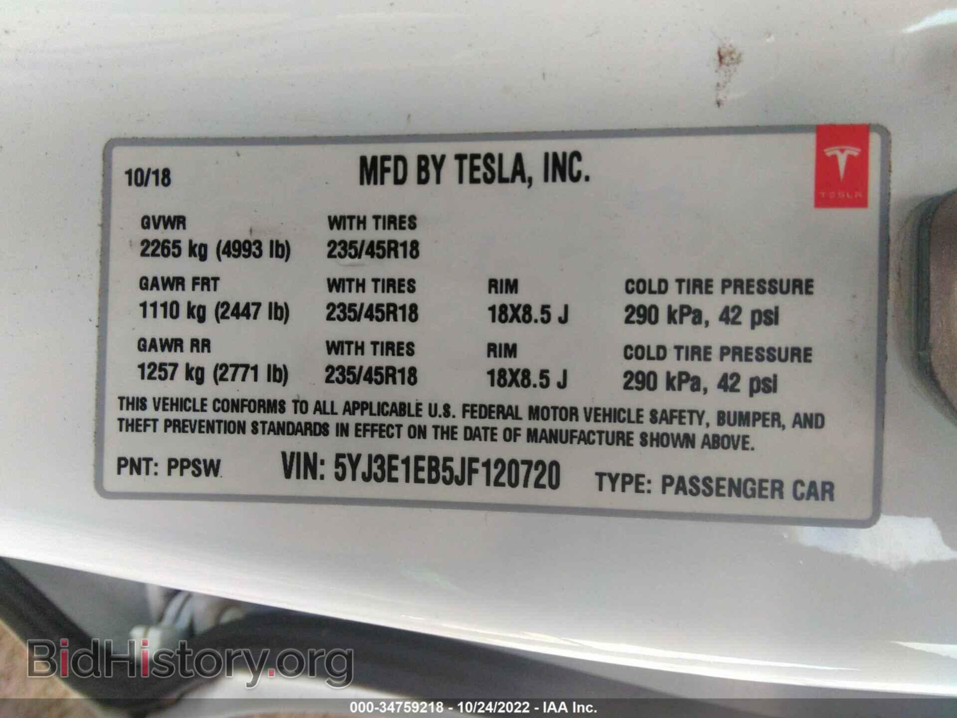 2018 TESLA MODEL 3 - VIN: 5YJ3E1EB5JF120720 - Photo 9