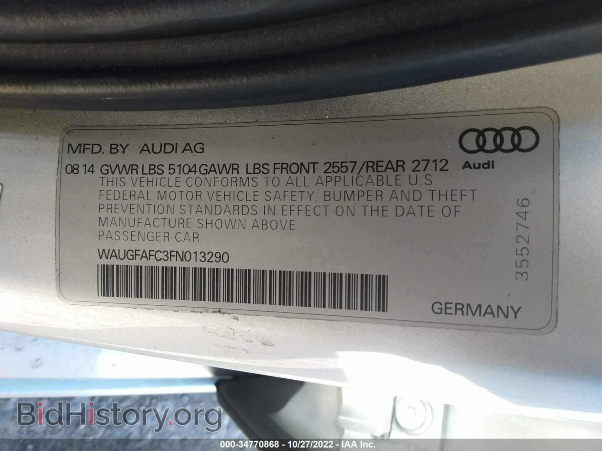 2015 AUDI A6 - VIN: WAUGFAFC3FN013290 - Фото 9