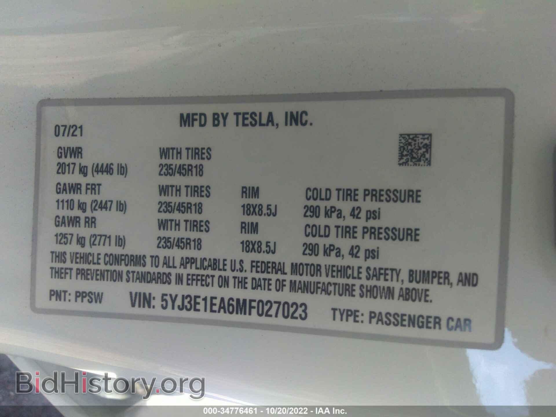 2021 TESLA MODEL 3 - VIN: 5YJ3E1EA6MF027023 - Photo 9