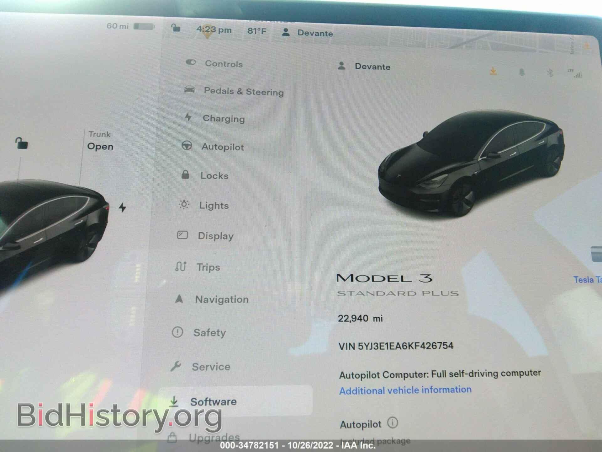 2019 TESLA MODEL 3 - VIN: 5YJ3E1EA6KF426754 - Фото 7