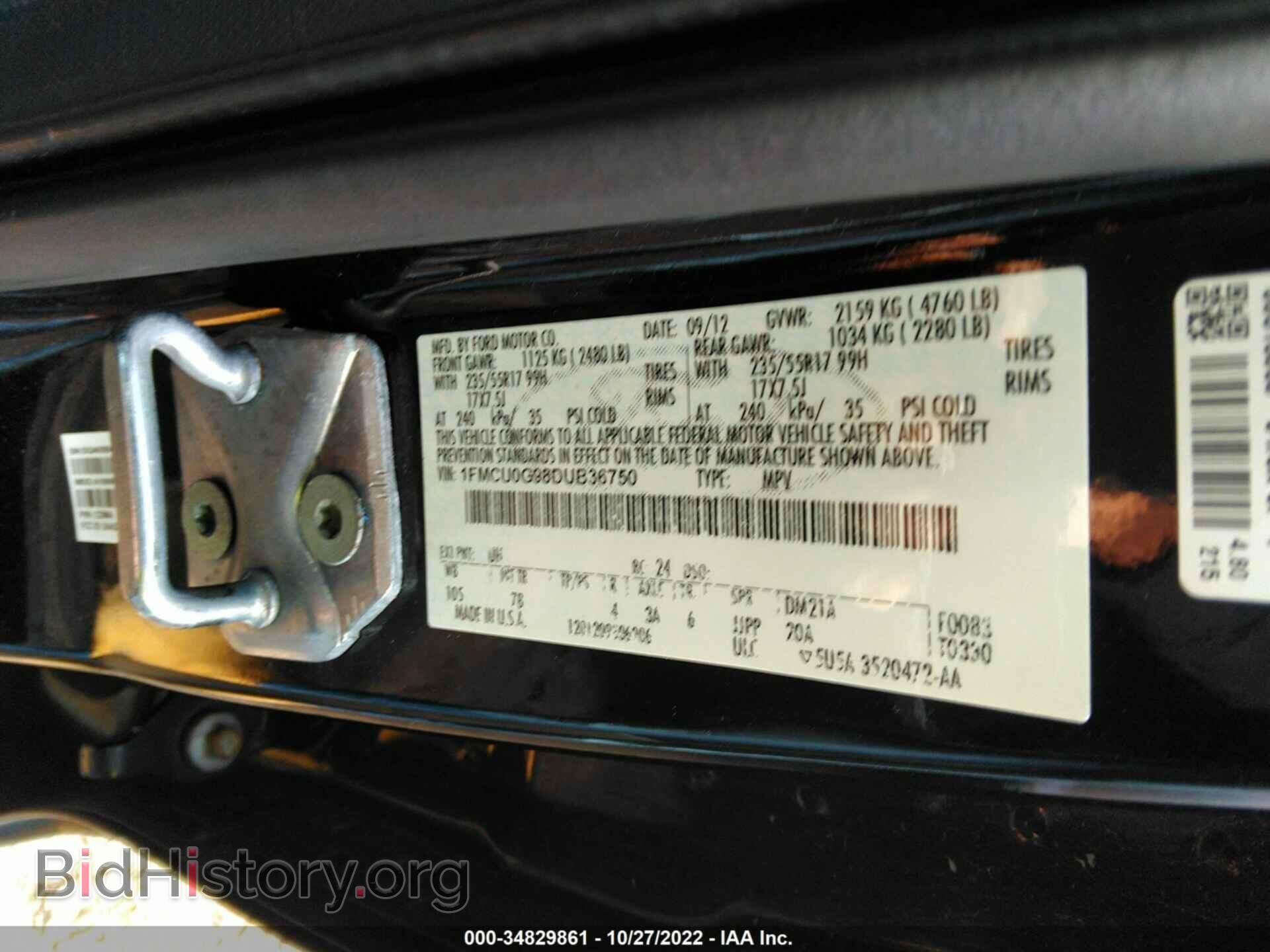 2013 FORD ESCAPE - VIN: 1FMCU0G98DUB36750 - Фото 9