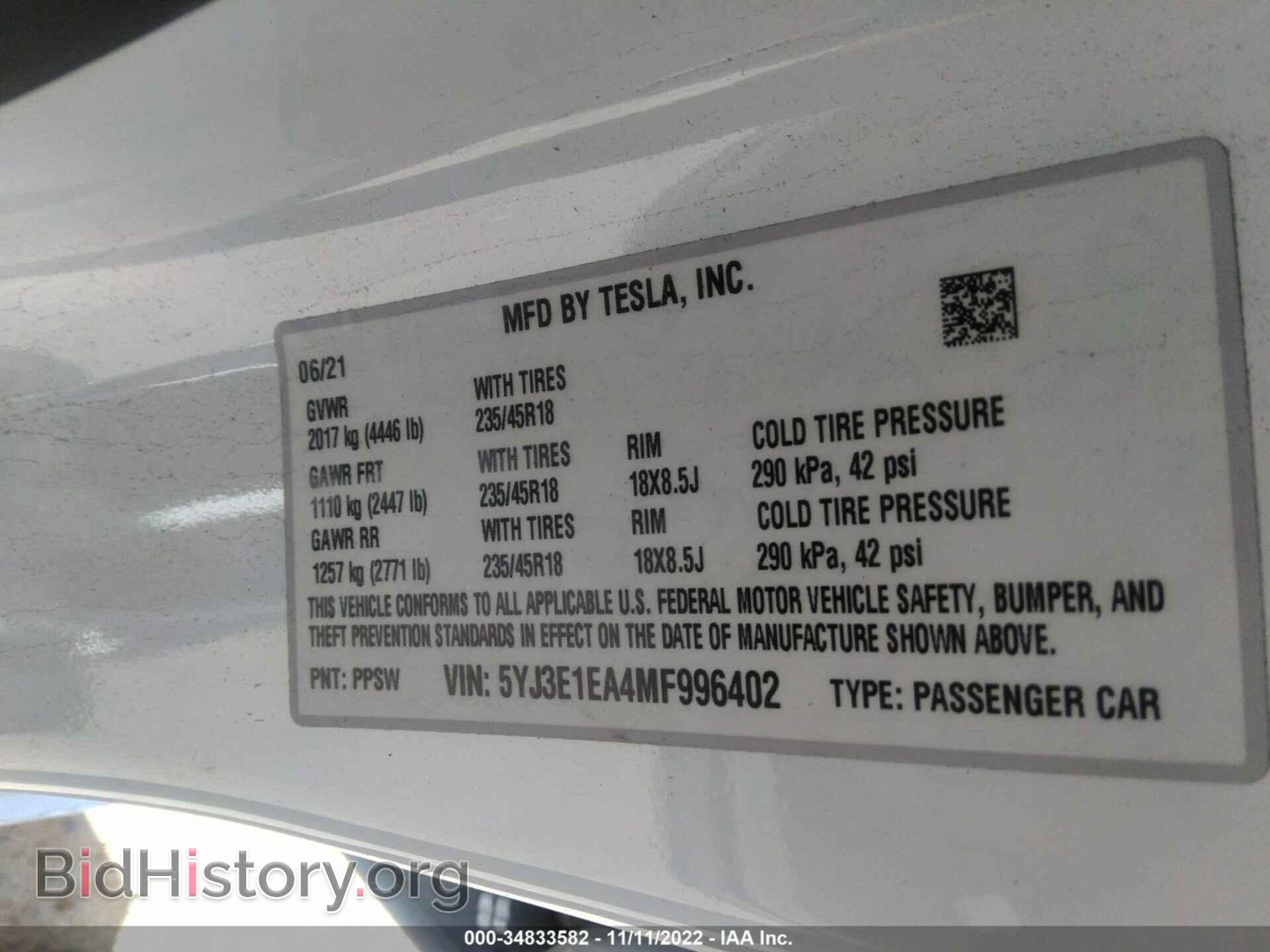 2021 TESLA MODEL 3 - VIN: 5YJ3E1EA4MF996402 - Photo 9
