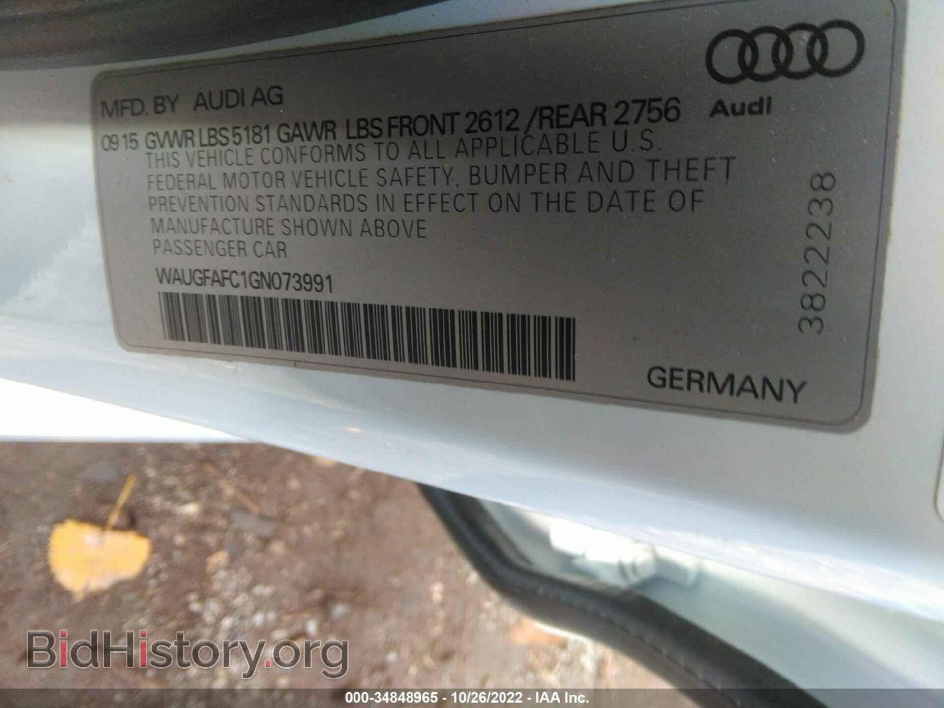 2016 AUDI A6 - VIN: WAUGFAFC1GN073991 - Фото 9