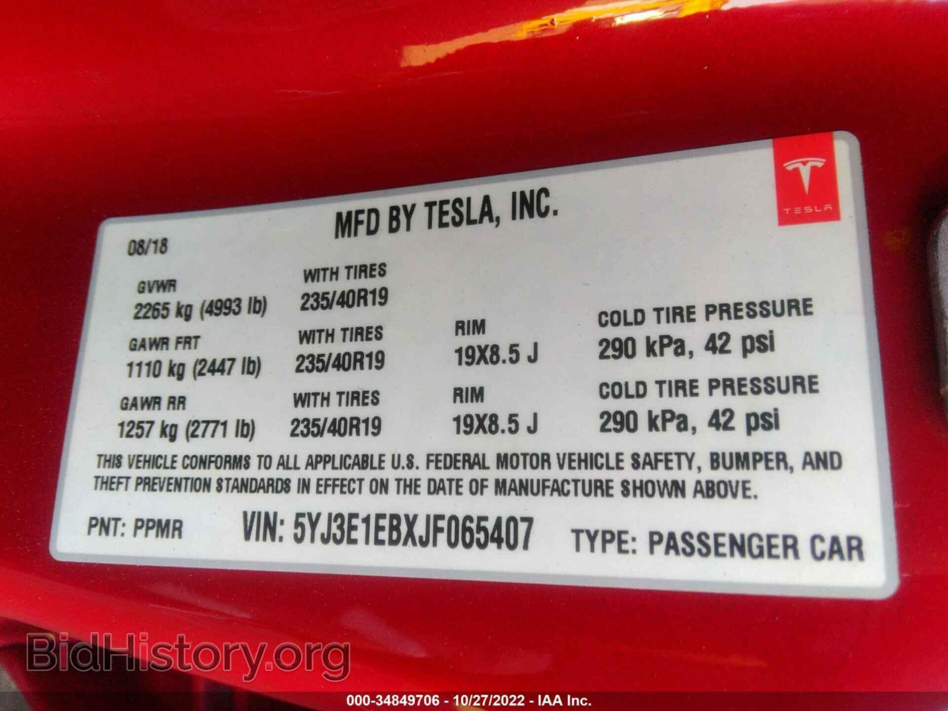 2018 TESLA MODEL 3 - VIN: 5YJ3E1EBXJF065407 - Photo 9