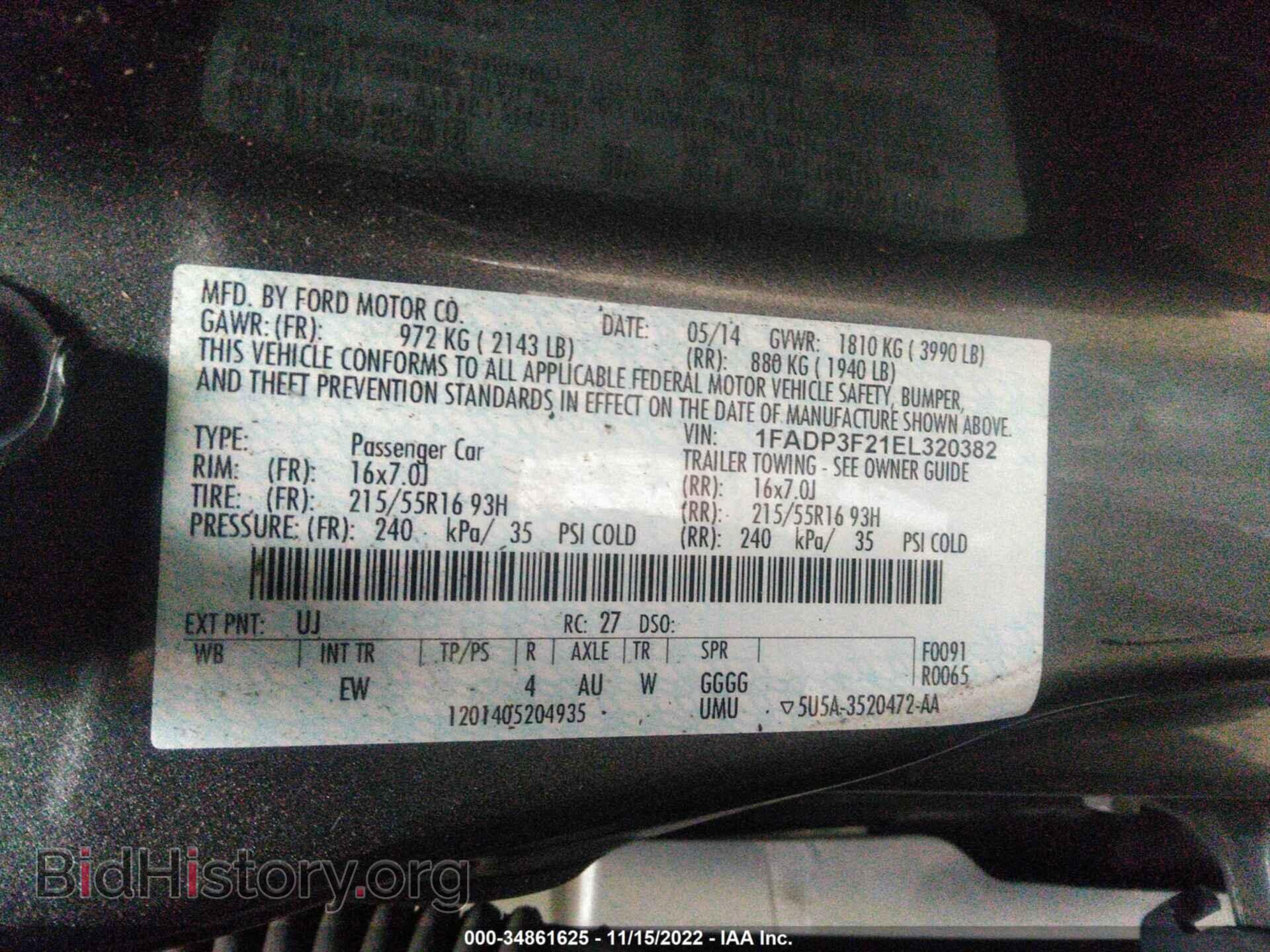 2014 FORD FOCUS - VIN: 1FADP3F21EL320382 - Фото 9