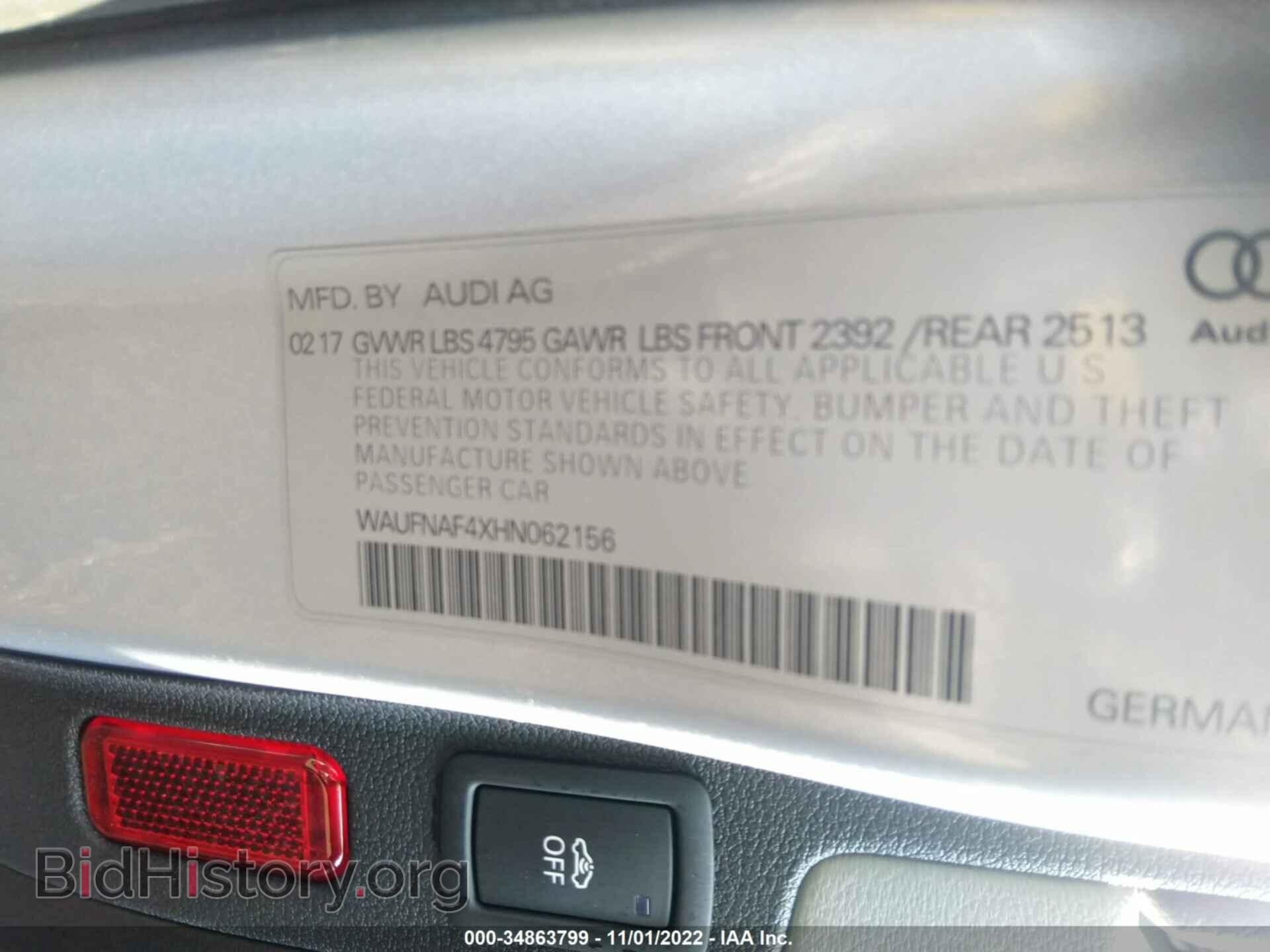 2017 AUDI A4 - VIN: WAUFNAF4XHN062156 - Фото 9