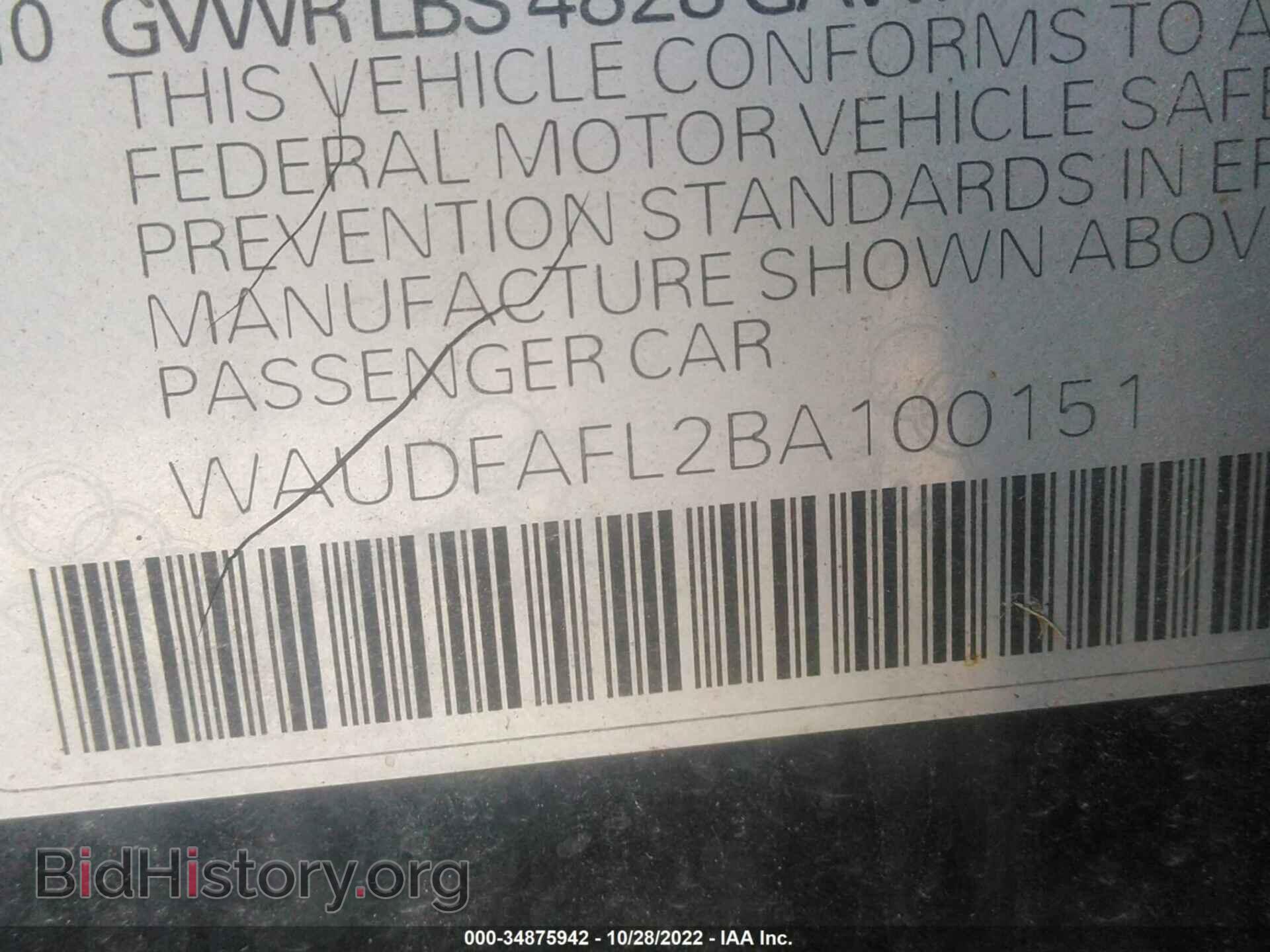 2011 AUDI A4 - VIN: WAUDFAFL2BA100151 - Фото 9