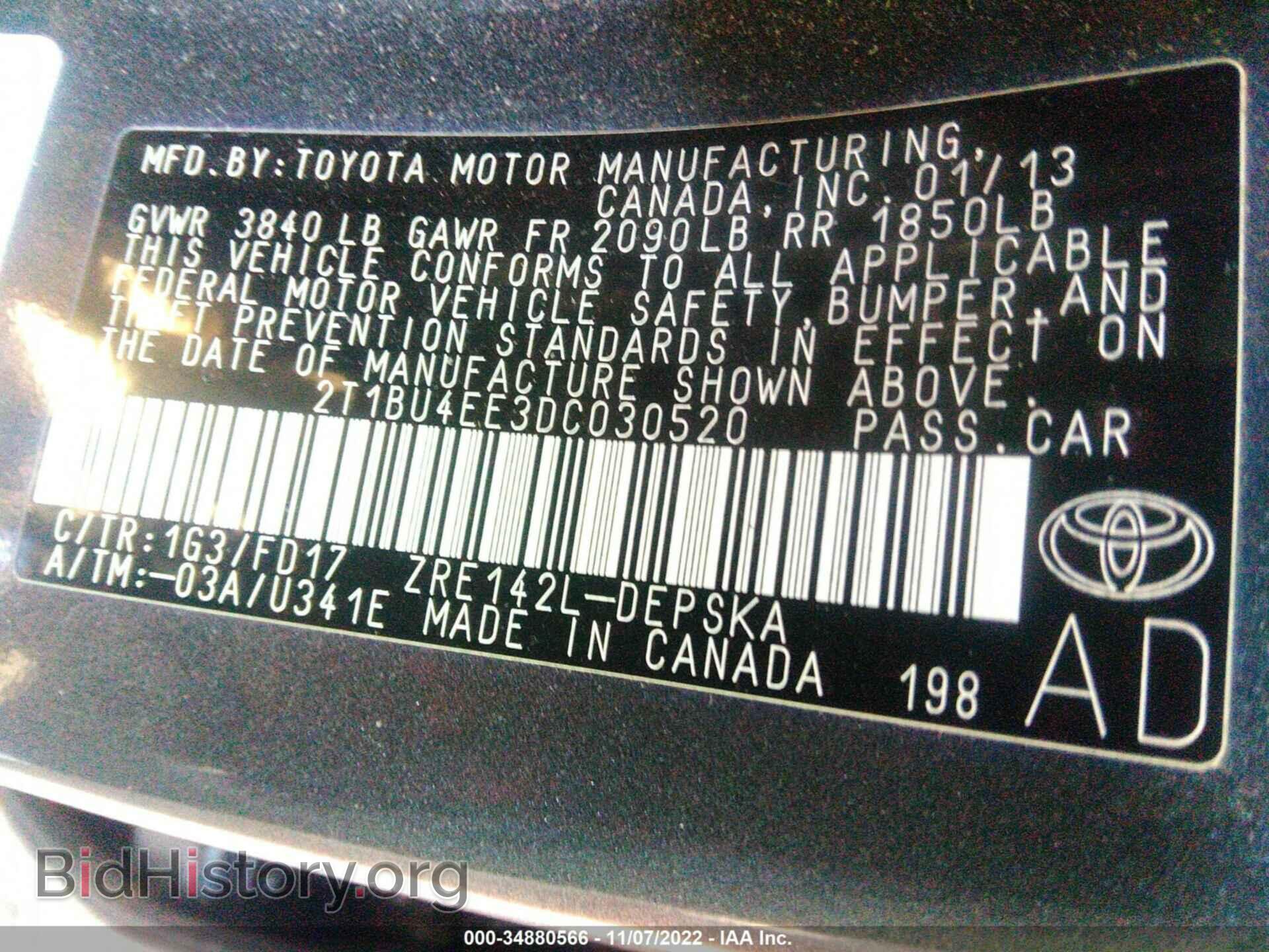 2013 TOYOTA COROLLA - VIN: 2T1BU4EE3DC030520 - Фото 9
