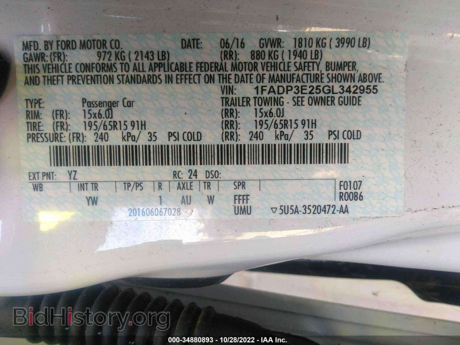2016 FORD FOCUS - VIN: 1FADP3E25GL342955 - Фото 9