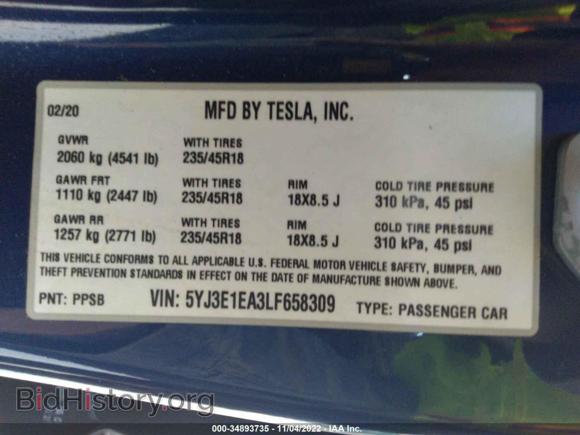 2020 TESLA MODEL 3 - VIN: 5YJ3E1EA3LF658309 - Photo 9