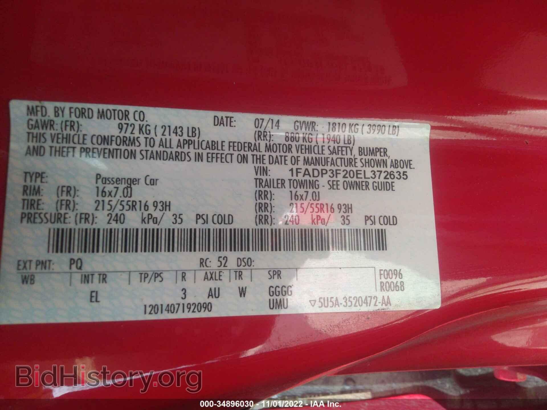 2014 FORD FOCUS - VIN: 1FADP3F20EL372635 - Фото 9