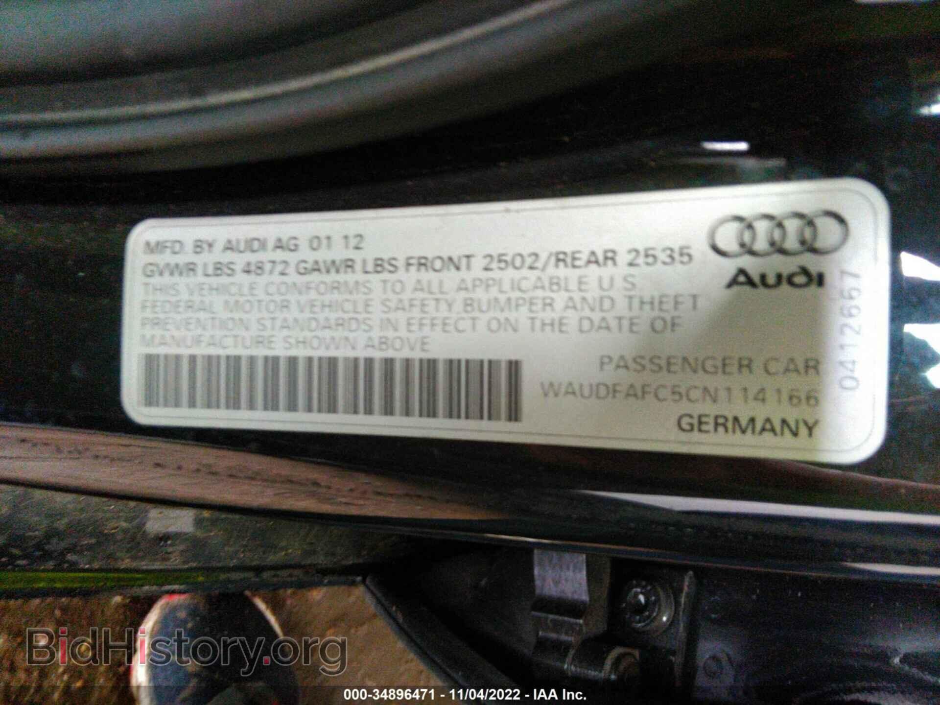 2012 AUDI A6 - VIN: WAUDFAFC5CN114166 - Фото 9