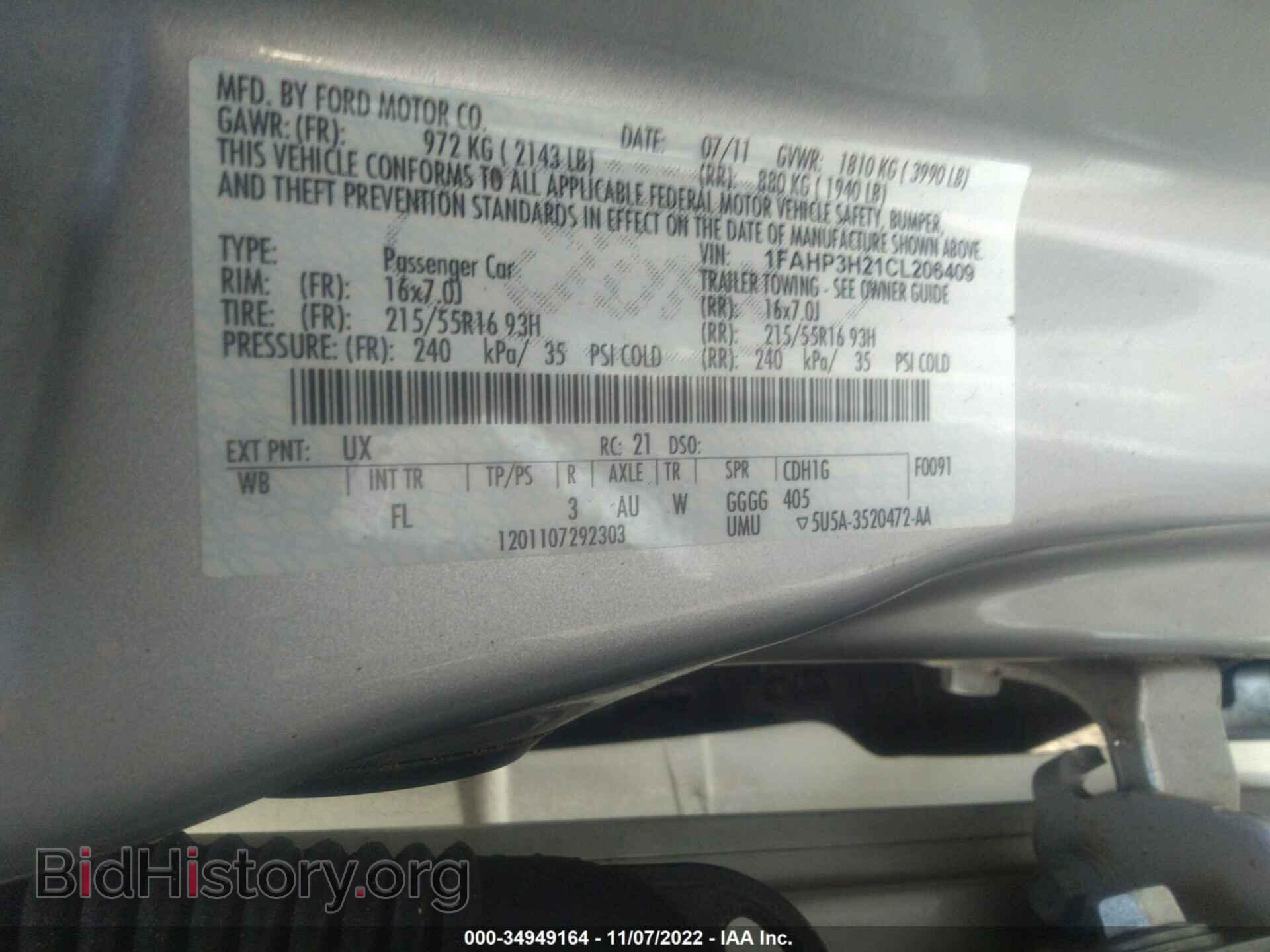 2012 FORD FOCUS - VIN: 1FAHP3H21CL206409 - Фото 9