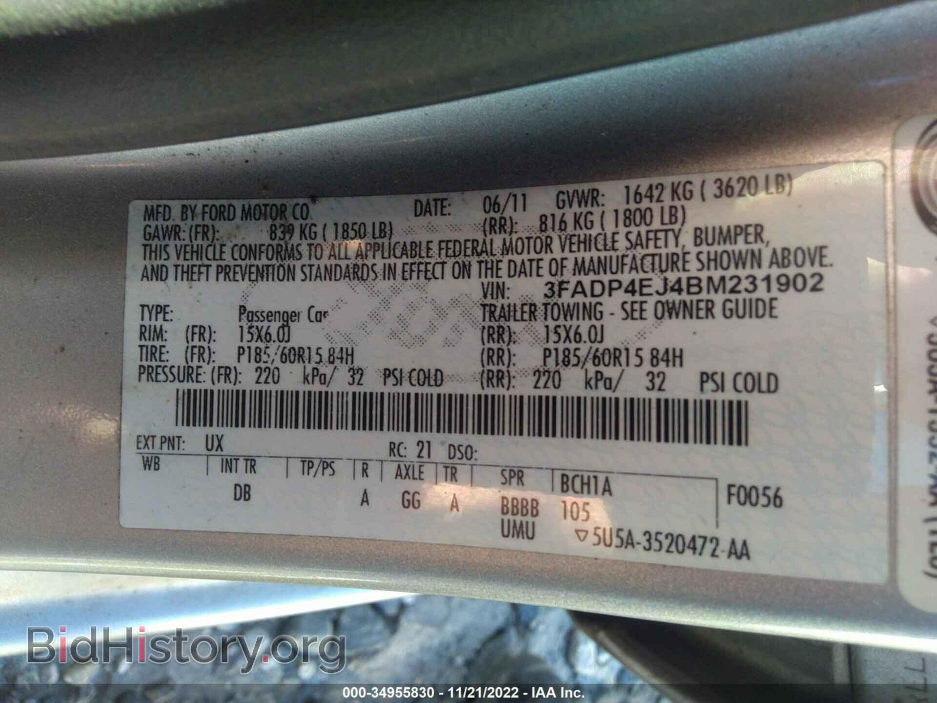 2011 FORD FIESTA - VIN: 3FADP4EJ4BM231902 - Фото 9