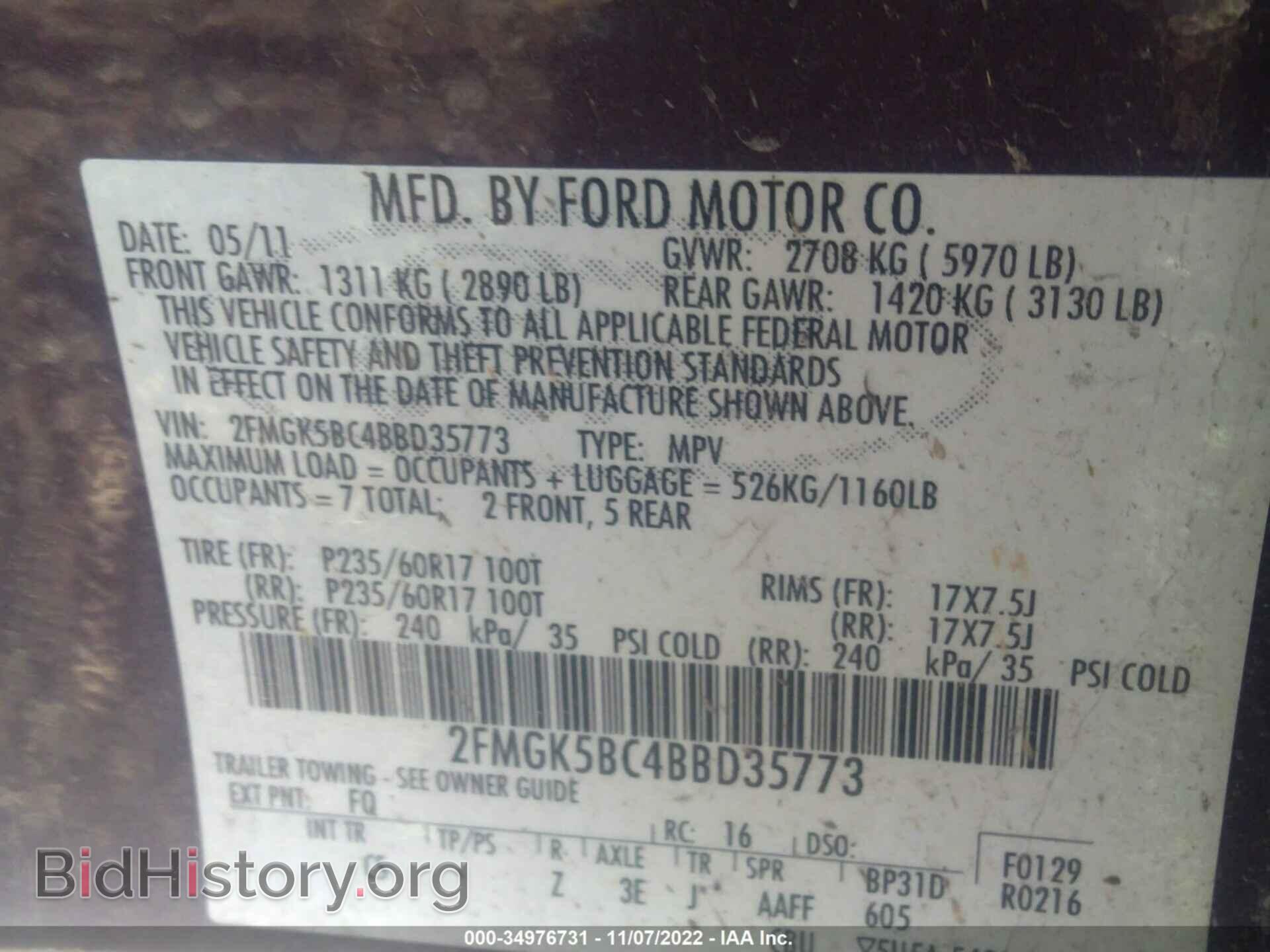 2011 FORD FLEX - VIN: 2FMGK5BC4BBD35773 - Photo 9