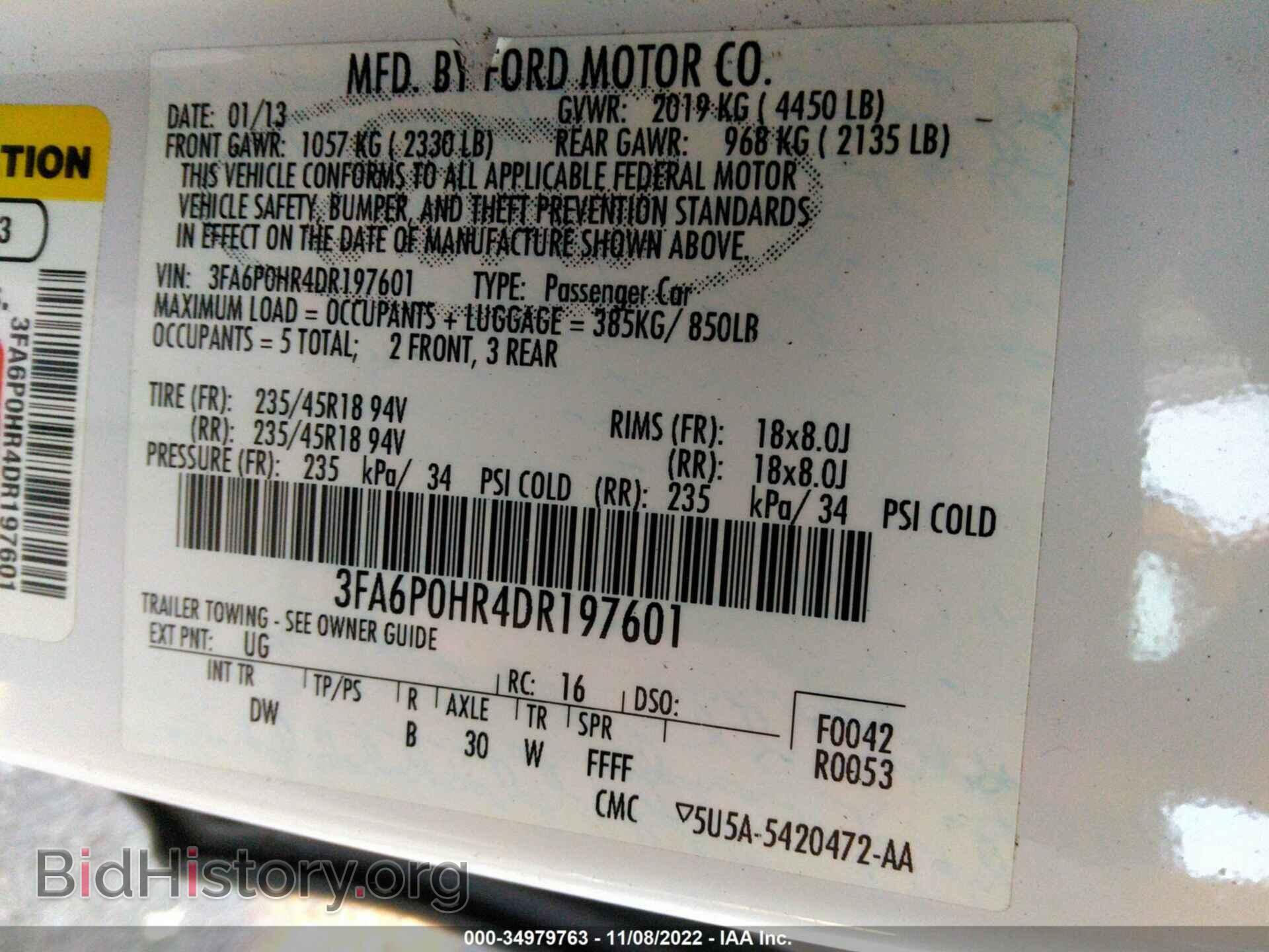 2013 FORD FUSION - VIN: 3FA6P0HR4DR197601 - Photo 9