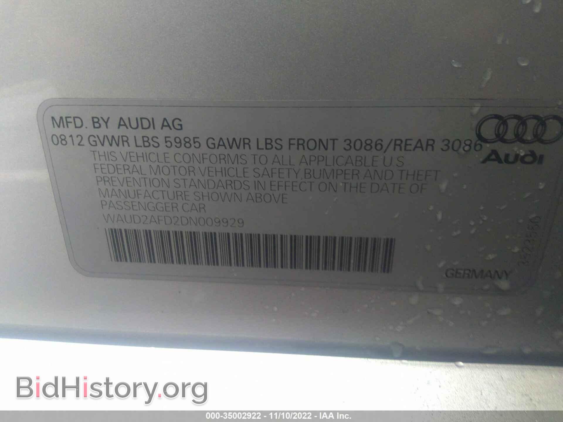 2013 AUDI S8 - VIN: WAUD2AFD2DN009929 - Photo 9