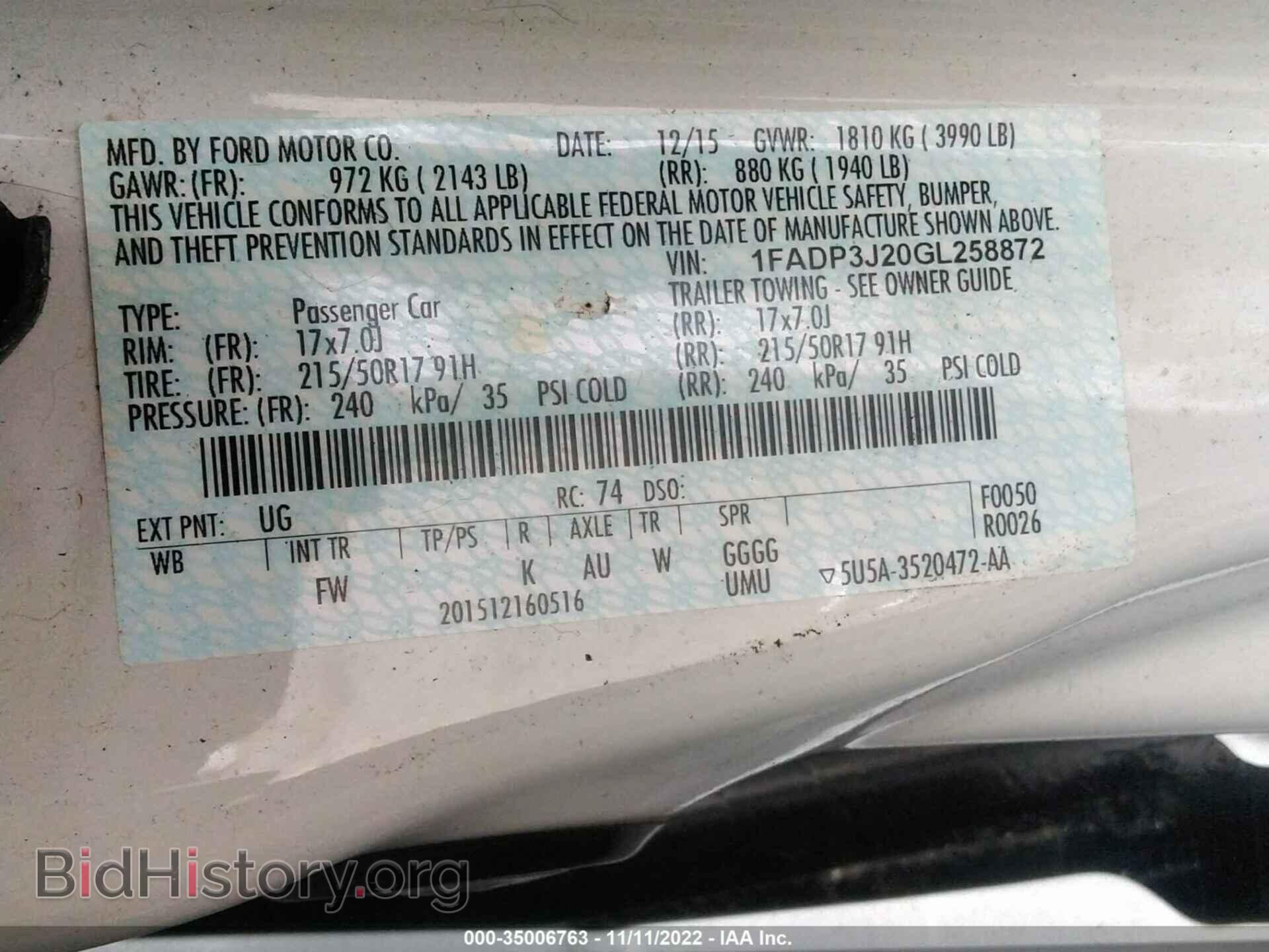 2016 FORD FOCUS - VIN: 1FADP3J20GL258872 - Фото 9