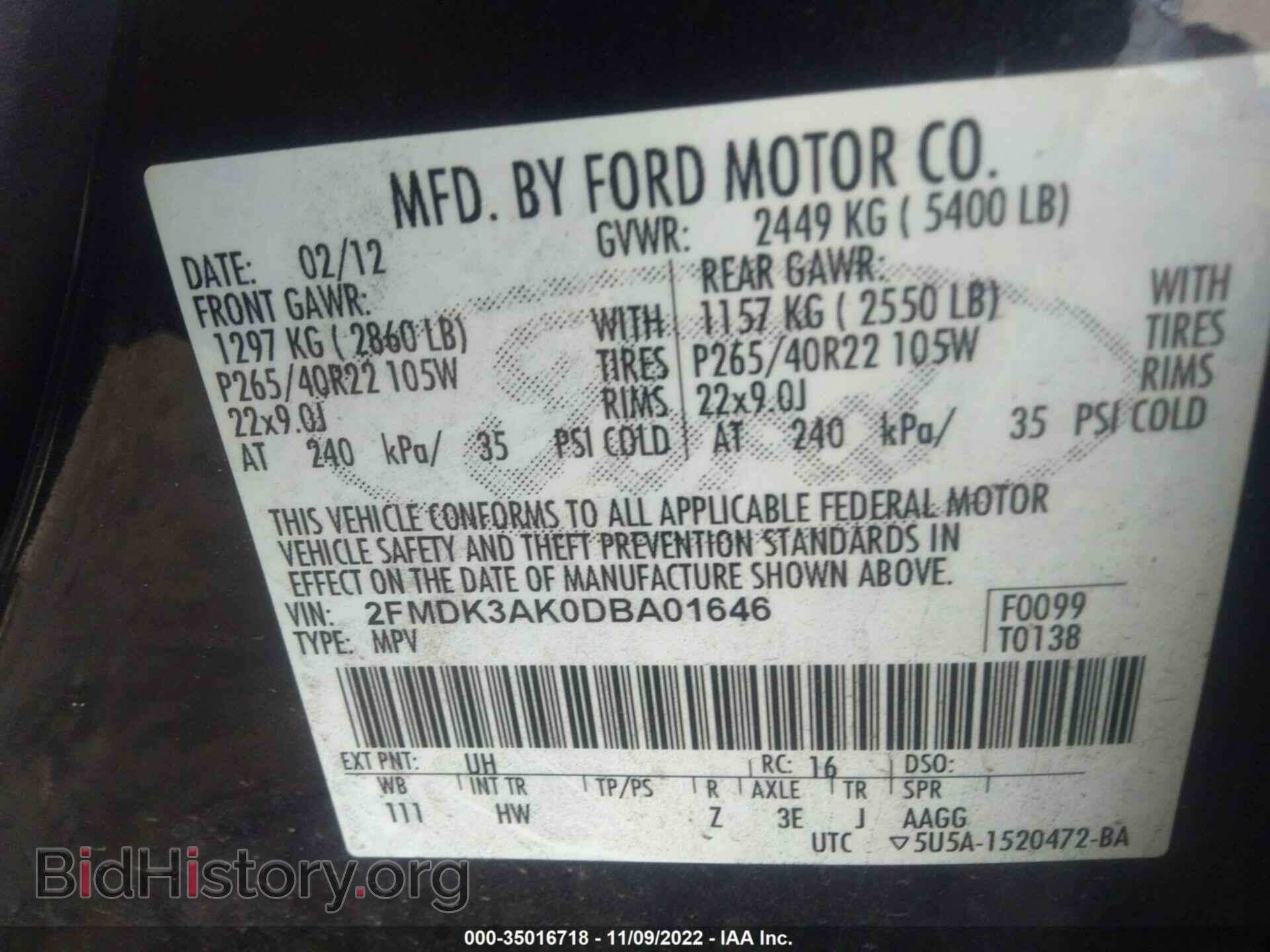 2013 FORD EDGE - VIN: 2FMDK3AK0DBA01646 - Фото 9