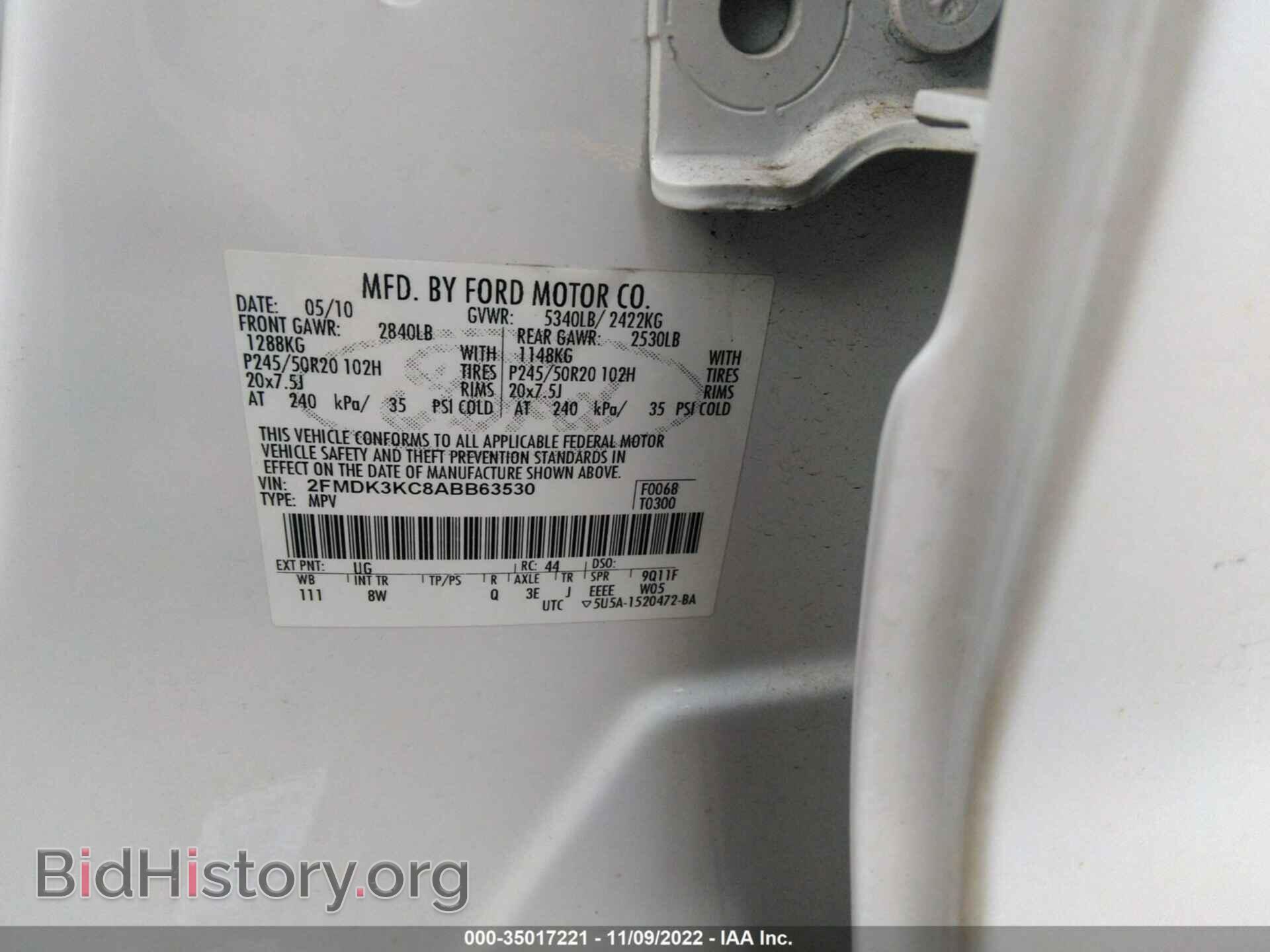 2010 FORD EDGE - VIN: 2FMDK3KC8ABB63530 - Фото 9