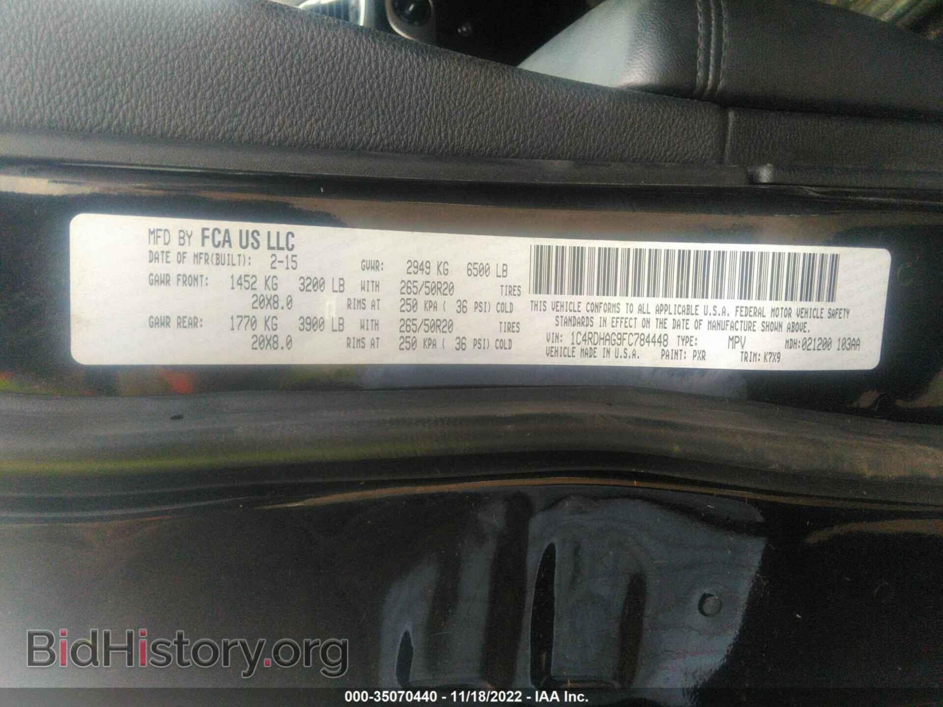 2015 DODGE DURANGO - VIN: 1C4RDHAG9FC784448 - Фото 9
