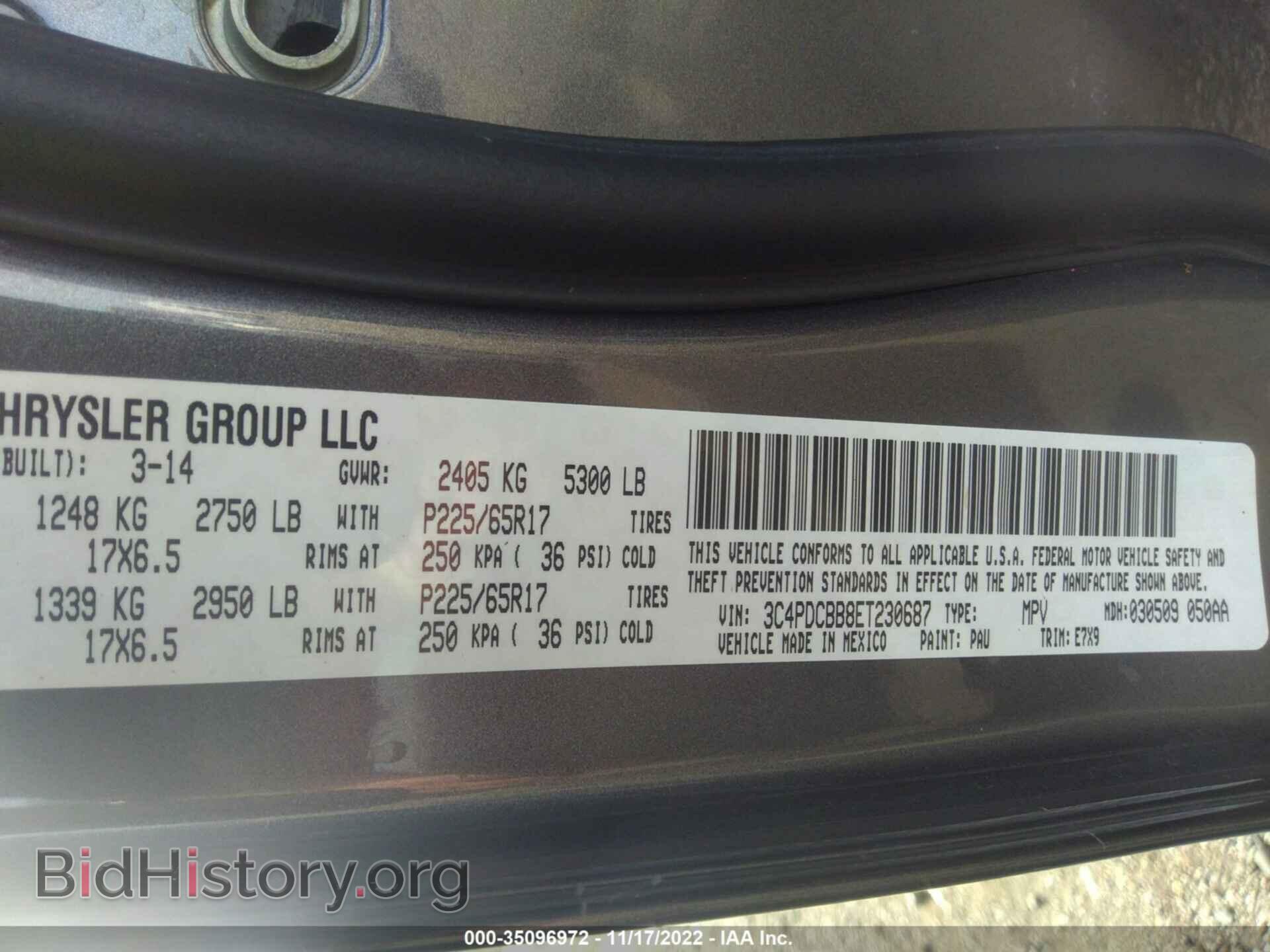 2014 DODGE JOURNEY - VIN: 3C4PDCBB8ET230687 - Фото 9