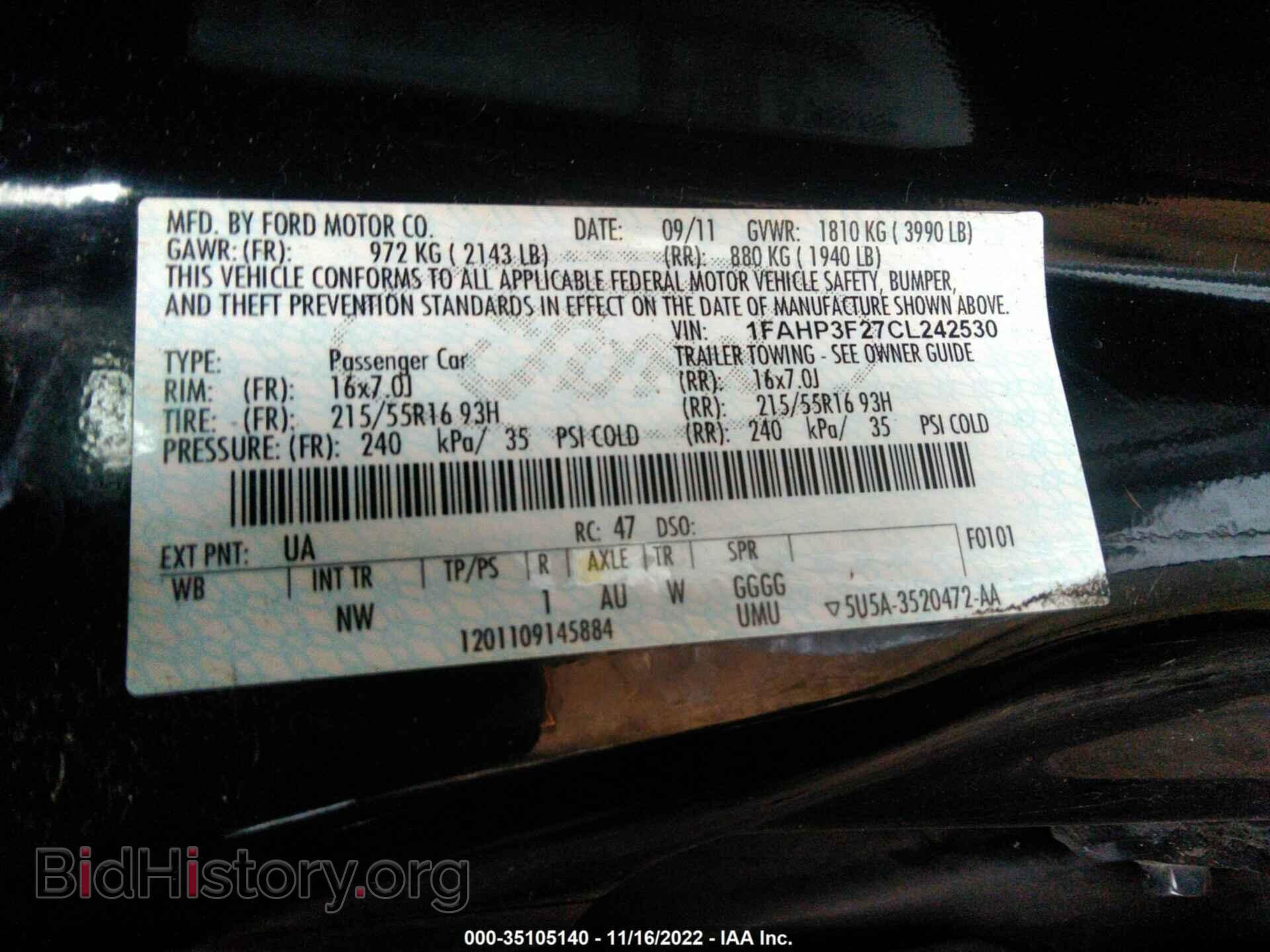 2012 FORD FOCUS - VIN: 1FAHP3F27CL242530 - Фото 9