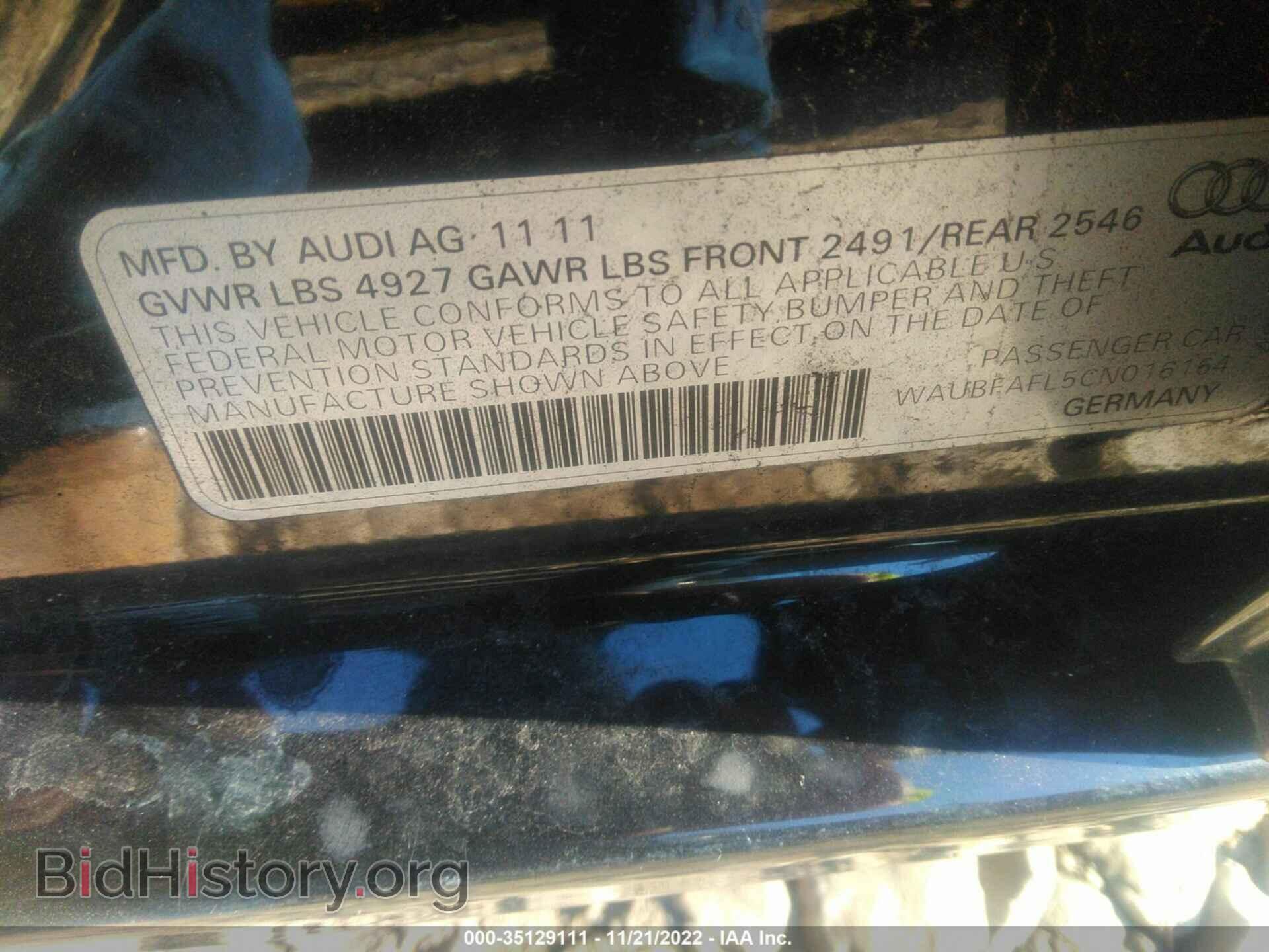 2012 AUDI A4 - VIN: WAUBFAFL5CN016164 - Фото 9