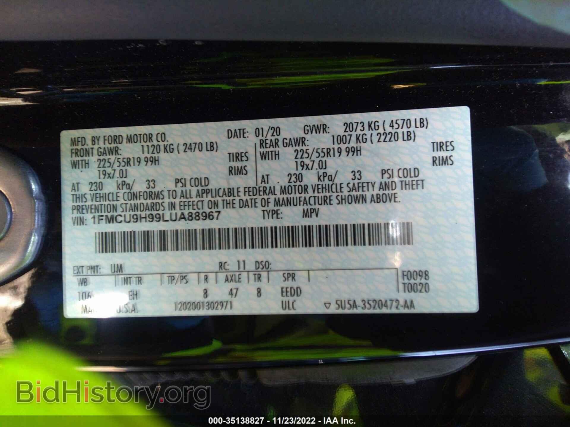 2020 FORD ESCAPE - VIN: 1FMCU9H99LUA88967 - Photo 9