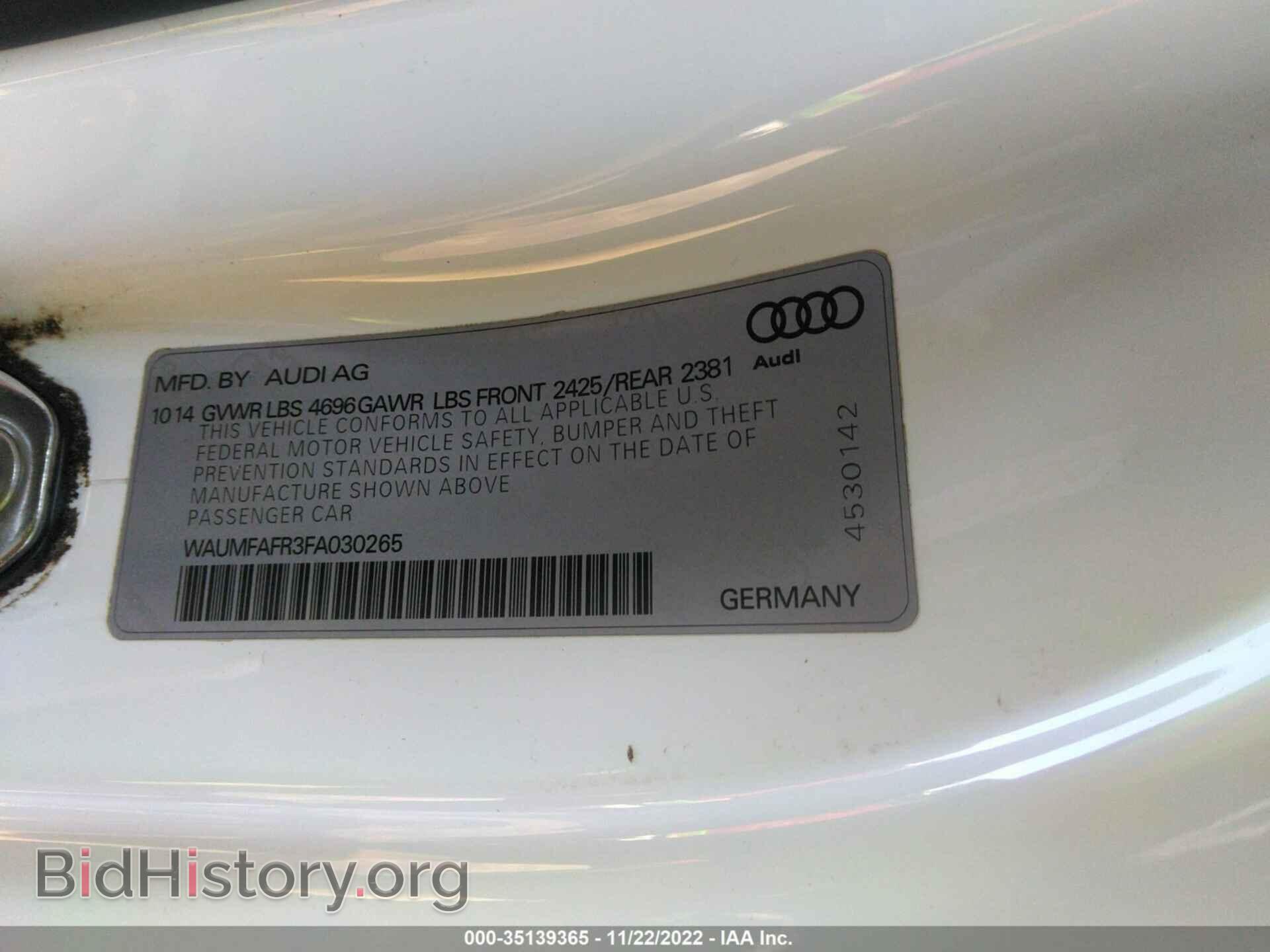 2015 AUDI A5 - VIN: WAUMFAFR3FA030265 - Фото 9