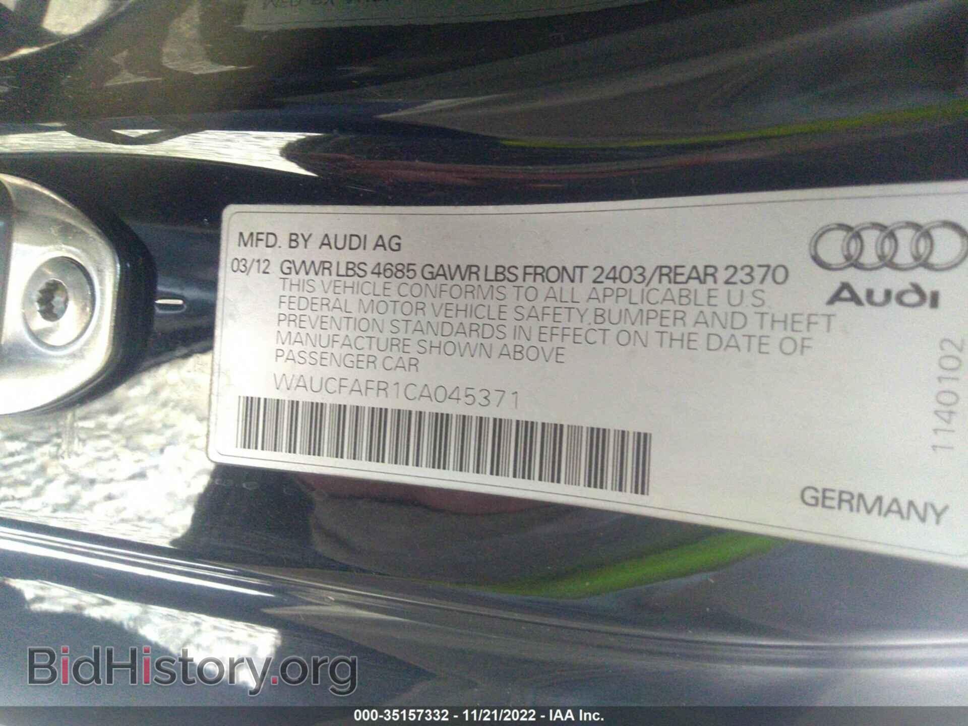 2012 AUDI A5 - VIN: WAUCFAFR1CA045371 - Photo 9