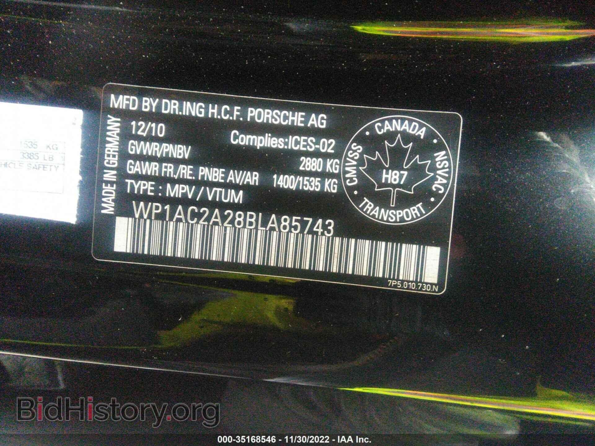 2011 PORSCHE CAYENNE - VIN: WP1AC2A28BLA85743 - Фото 9