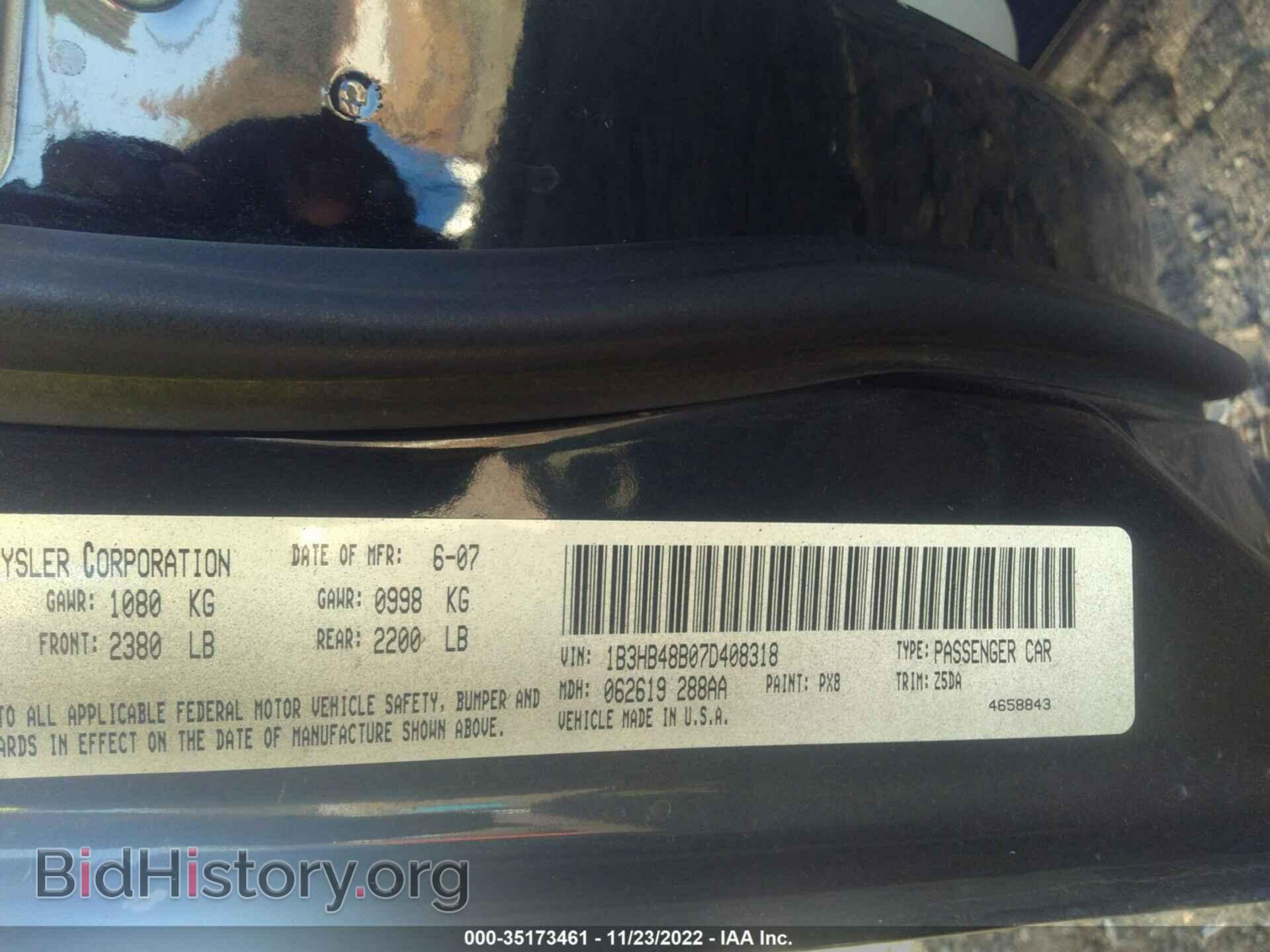 2007 DODGE CALIBER - VIN: 1B3HB48B07D408318 - Фото 9