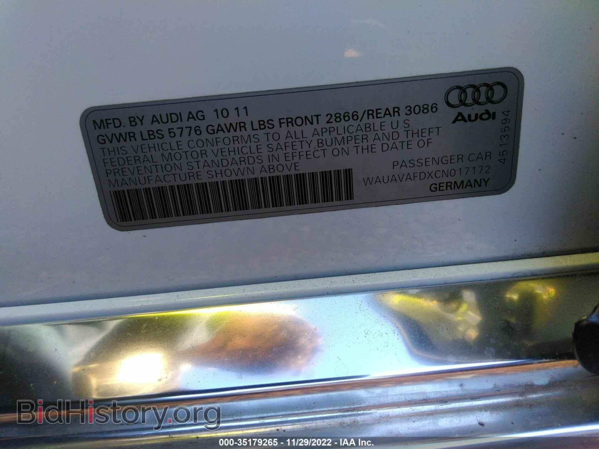 2012 AUDI A8 - VIN: WAUAVAFDXCN017172 - Фото 9